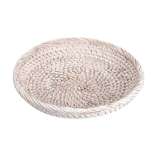 Small Key Basket Bowl for Entryway 7.6" Round Woven Wicker Basket Fruit / Small, 7.6 / Whitewash