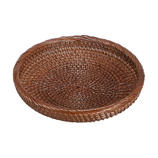 Small Key Basket Bowl for Entryway 7.6" Round Woven Wicker Basket Fruit Serving / Small, 7.6 / Brown