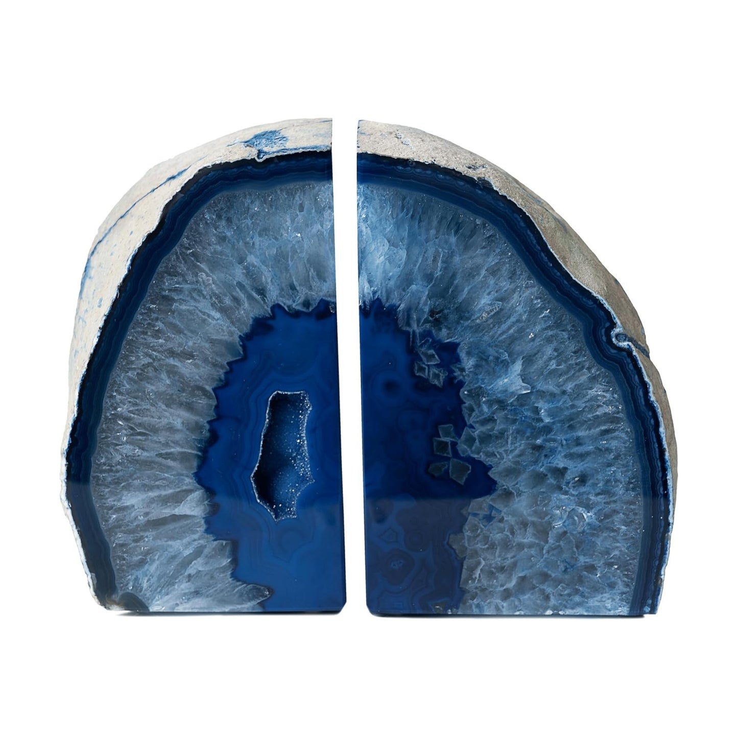 Agate Bookends / A+ Grade Geode Heavy Duty Decorative Stone Crystal / Blue / A+ Grade 4 - 6 Lbs