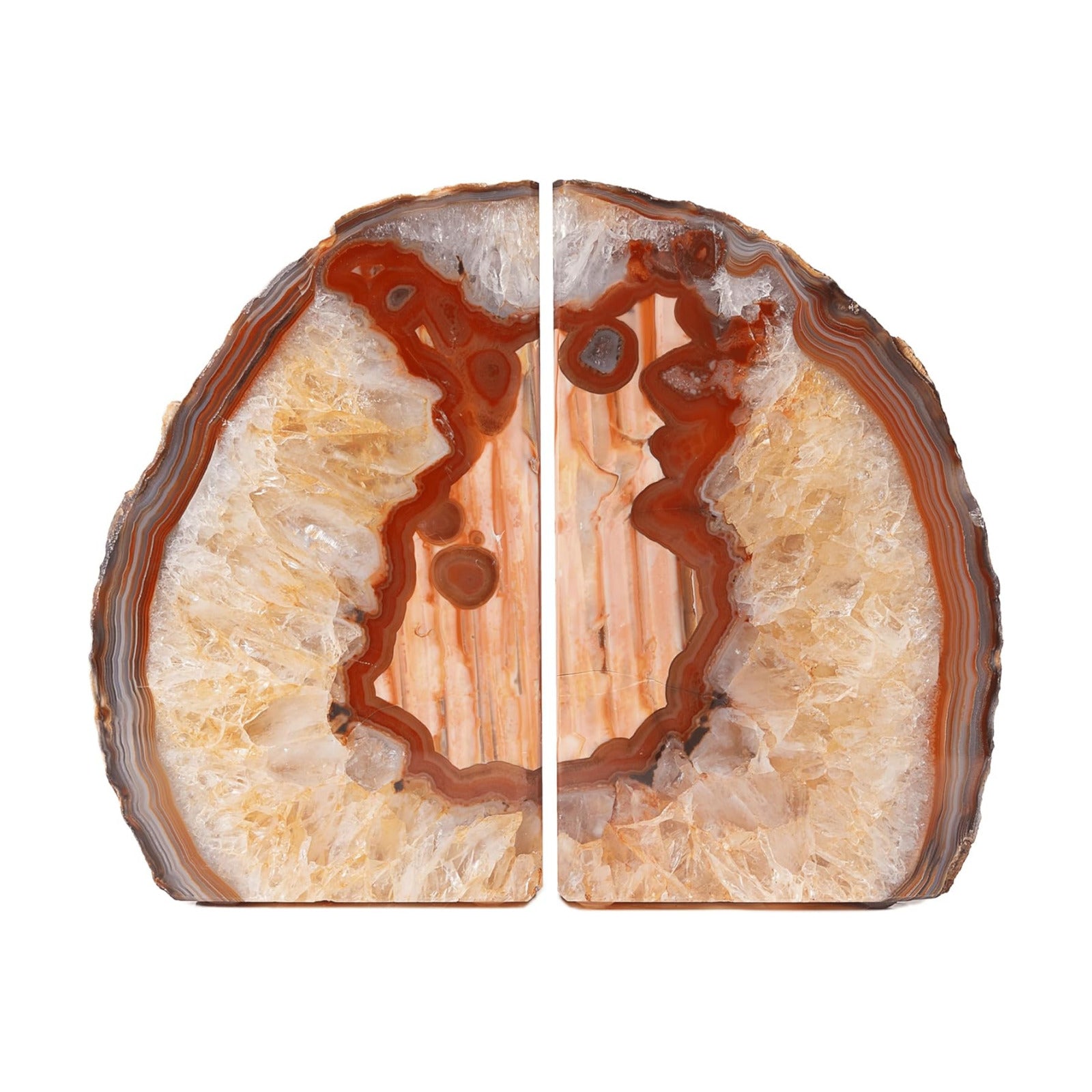 Agate Bookends / A+ Grade Geode Heavy Duty Decorative Stone Crystal / Brown / A+ Grade 3 - 4 Lbs