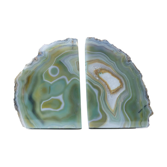 Agate Bookends / A+ Grade Geode Heavy Duty Decorative Stone Crystal / Green / A+ Grade 4 - 6 Lbs