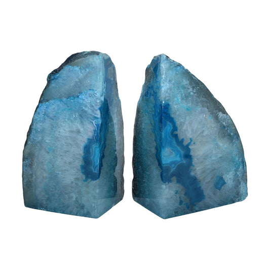 Agate Bookends / A+ Grade Geode Heavy Duty Decorative Stone Crystal / Teal / A+ Grade 4 - 6 Lbs
