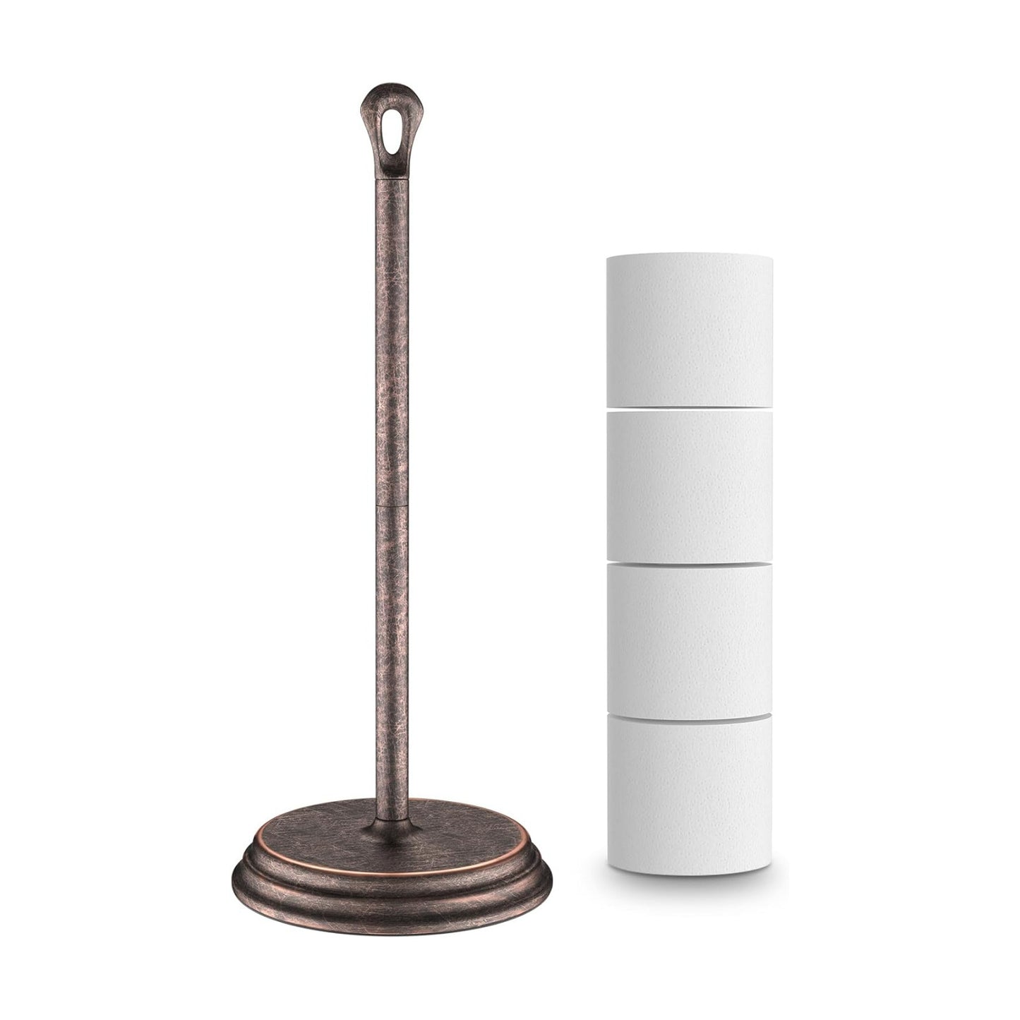 KASUNTO Toilet Paper Holder with Rustproof, Metal Free Standing Toilet Paper Stand Storage for Bathroom, Tissue Paper