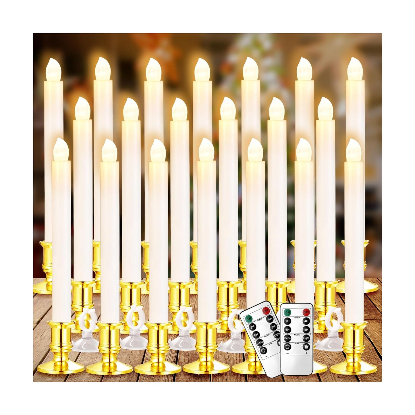 YAUNGEL Window Candles, 20 Pack LED Battery Operated Christmas Candles for Windows with Remote Timer Electric Candle