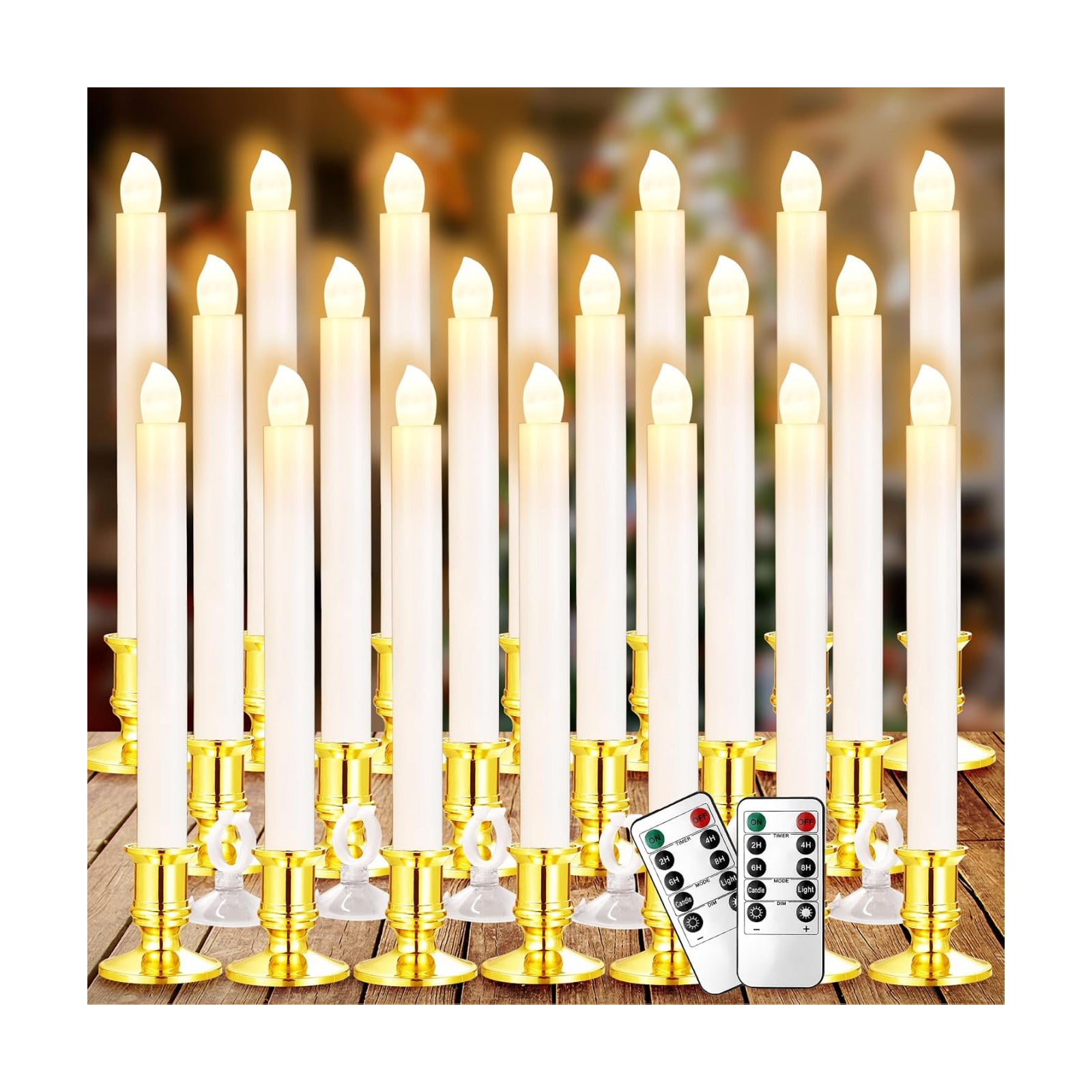 YAUNGEL Window Candles, 20 Pack LED Battery Operated Christmas Candles for Windows with Remote Timer Electric Candle