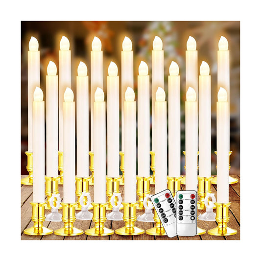 YAUNGEL Window Candles, 20 Pack LED Battery Operated Christmas Candles for Windows with Remote Timer Electric Candle