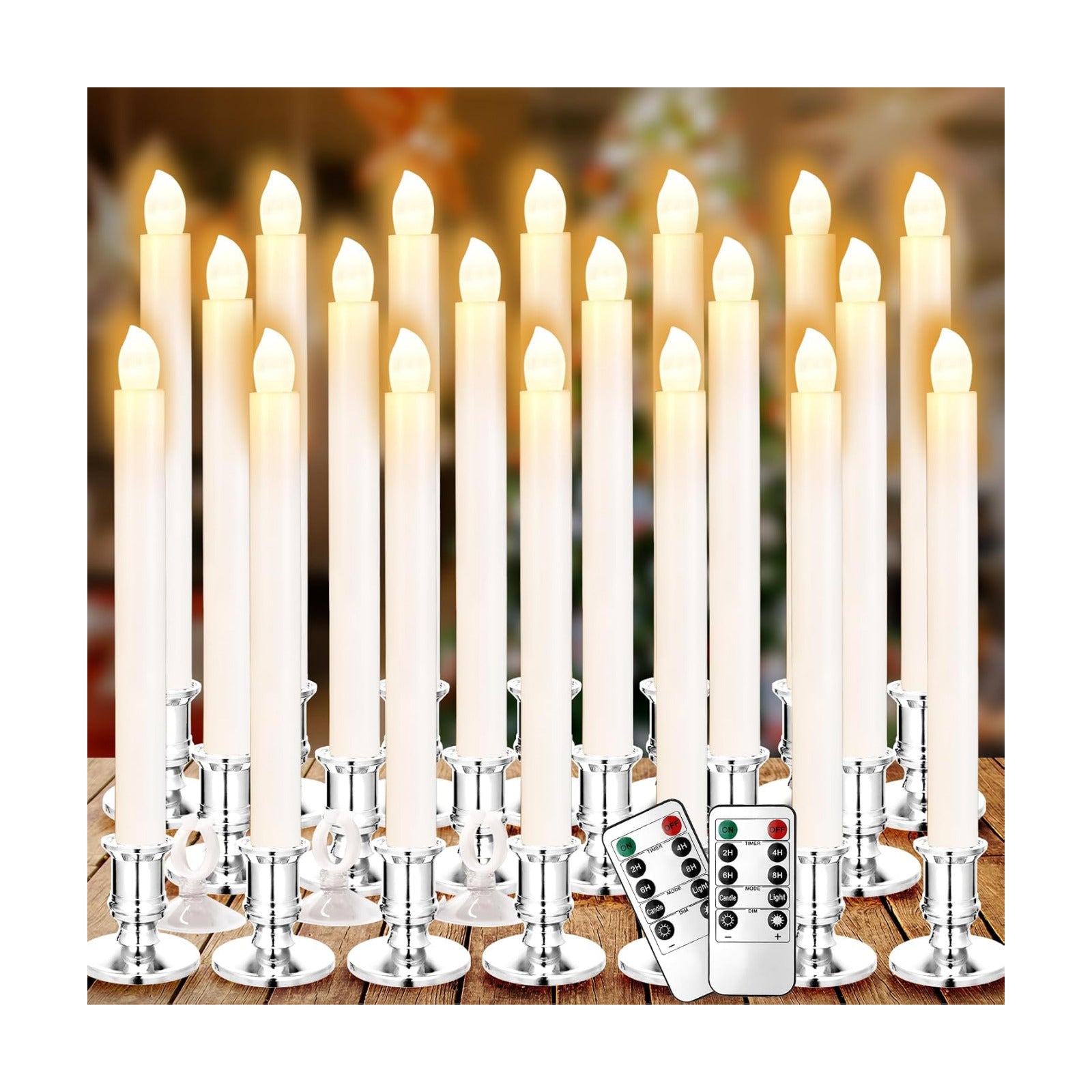 YAUNGEL Window Candles, 20 Pack LED Battery Operated Christmas Candles for Windows with Remote Timer Electric Candle