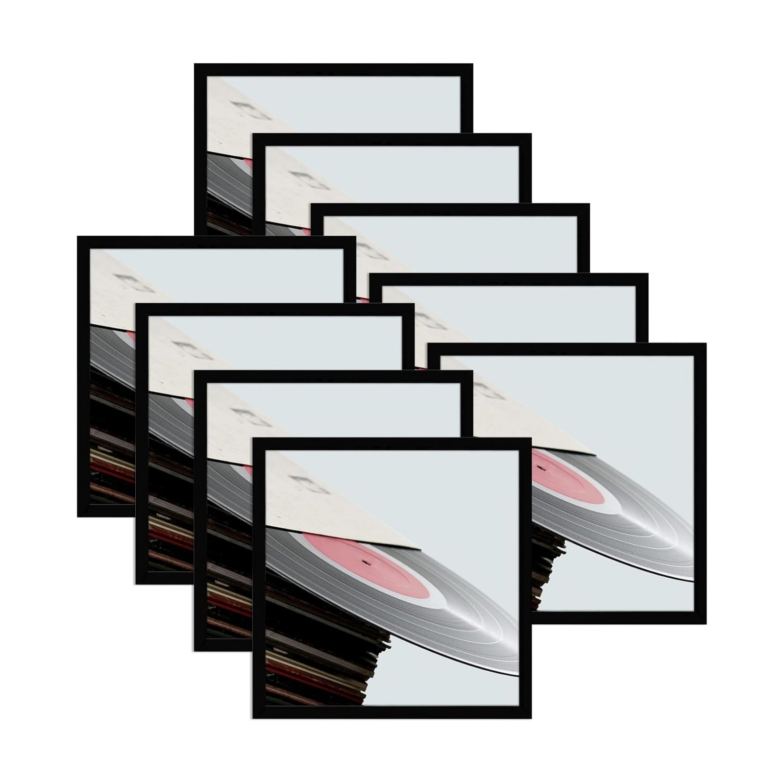 eletecpro Vinyl Record Frame, 12.5 x 12.5 in, Black, 9 Pack | Fits 12x12 LP and Album Cover, Easy Wall Mount, Acrylic