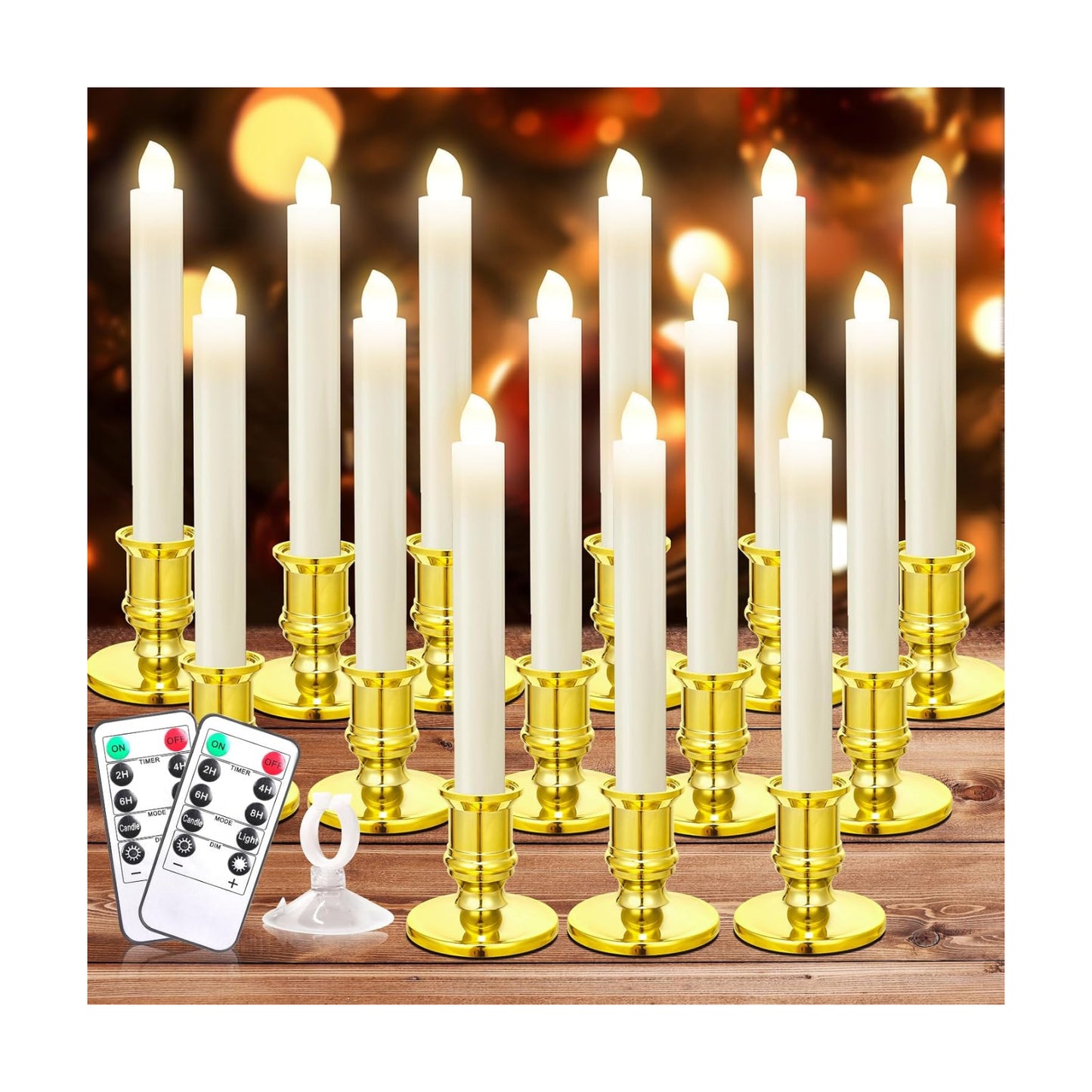 Verdenu 14 Pack Christmas Window Candles with 2 Remote Controls | Battery Operated Flameless Candles with 4 Timer