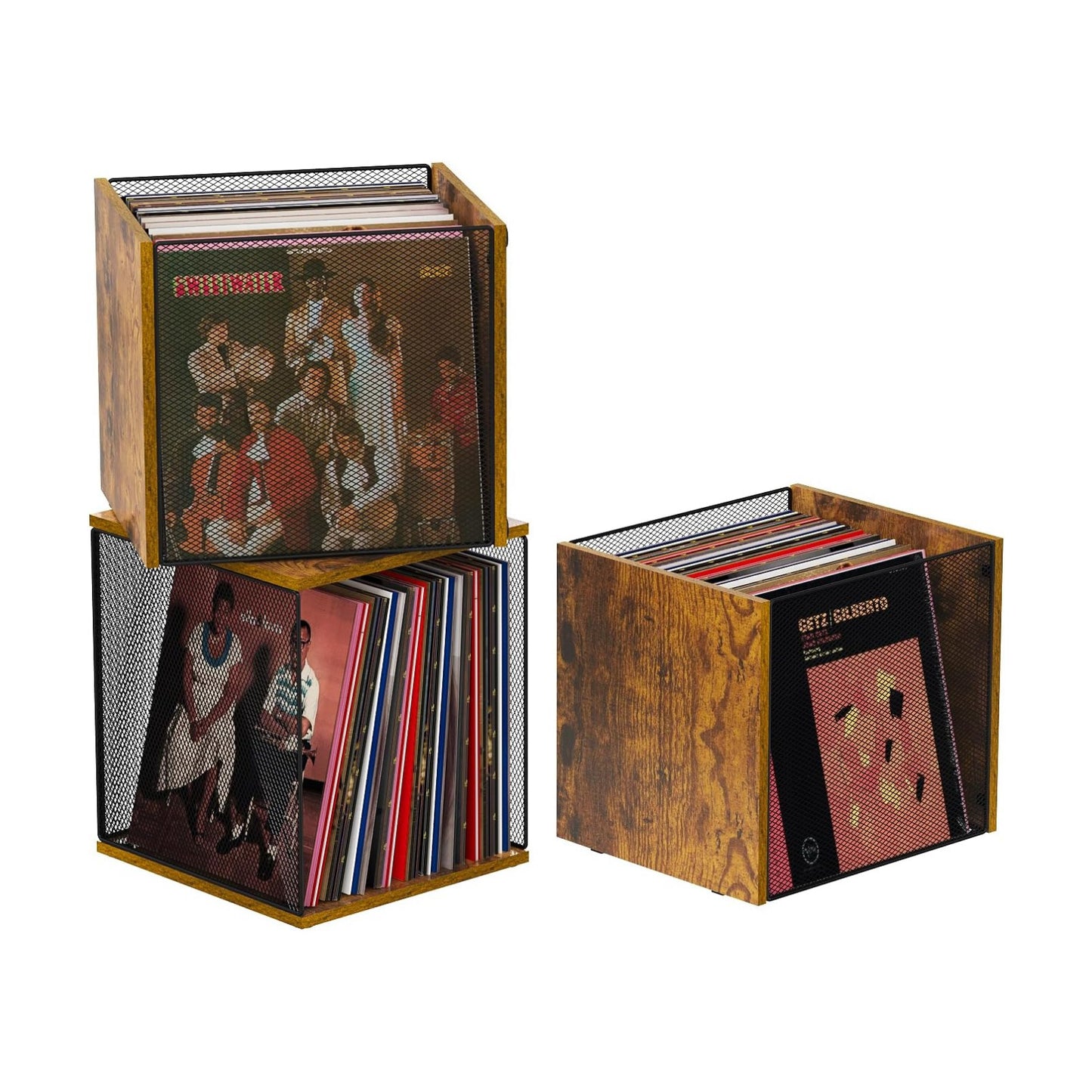 1 Cube Vinyl Record Storage, Retro & Durable Vinyl Crate and Record Holder | Modular Stackable Album Storage Record Box