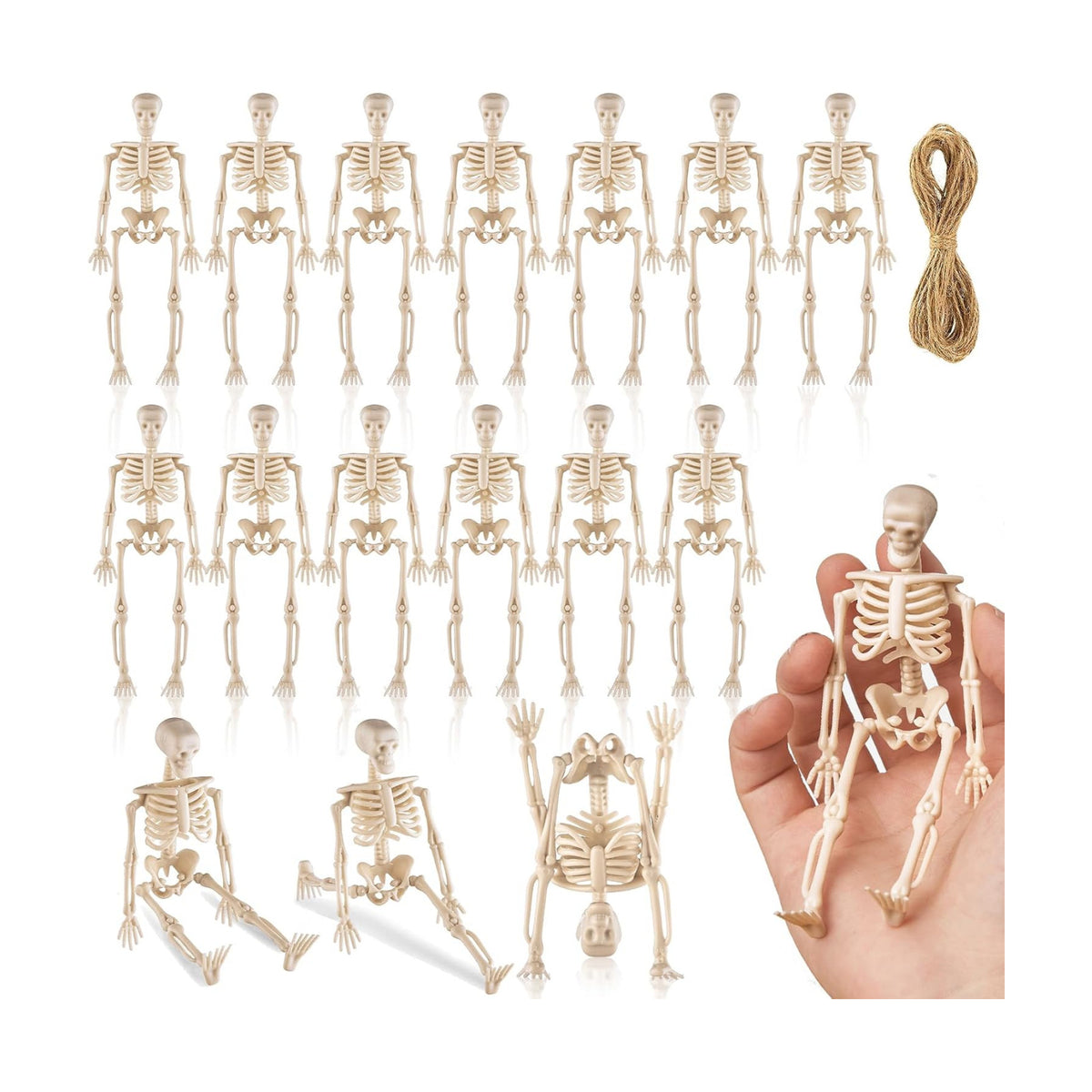 16Pcs 6" Halloween Mini Plastic Skeleton Figurines Decorations Set
