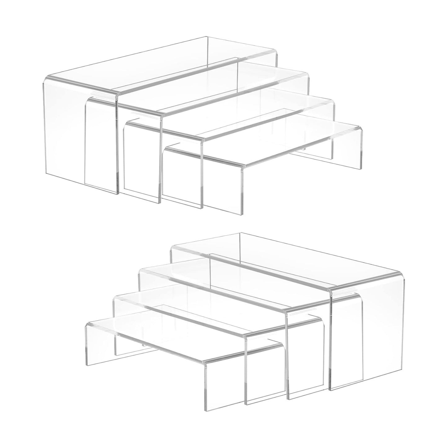 Rectangular Tabletop Display Stand for Amiibo Funko POP Figures / Acrylic Risers / Clear / Set of 8