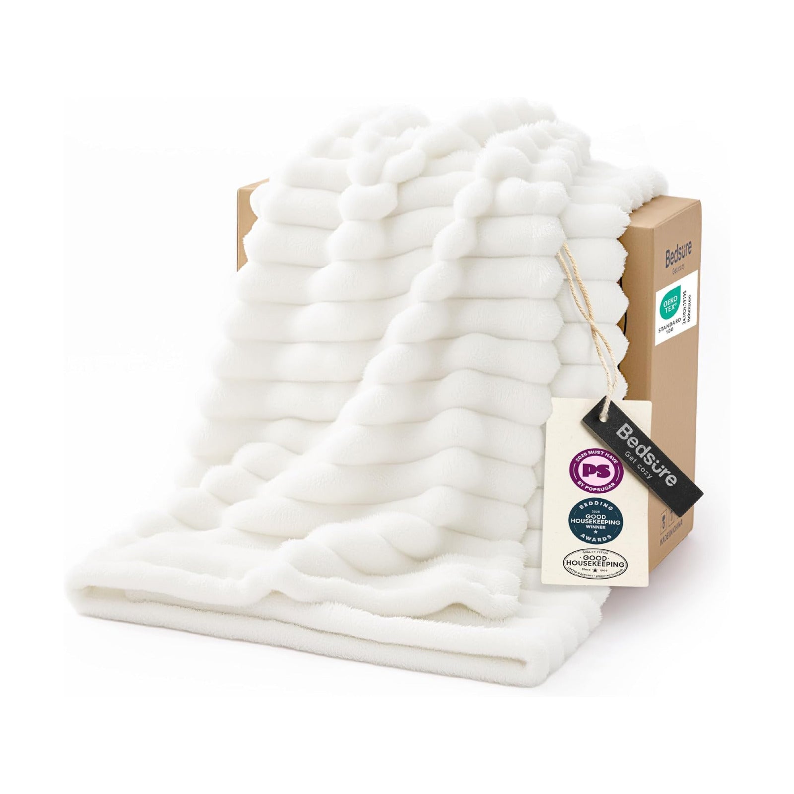 Bedsure Soft Cozy Throw Blanket for Couch Decor Gift Off White 50"x70"