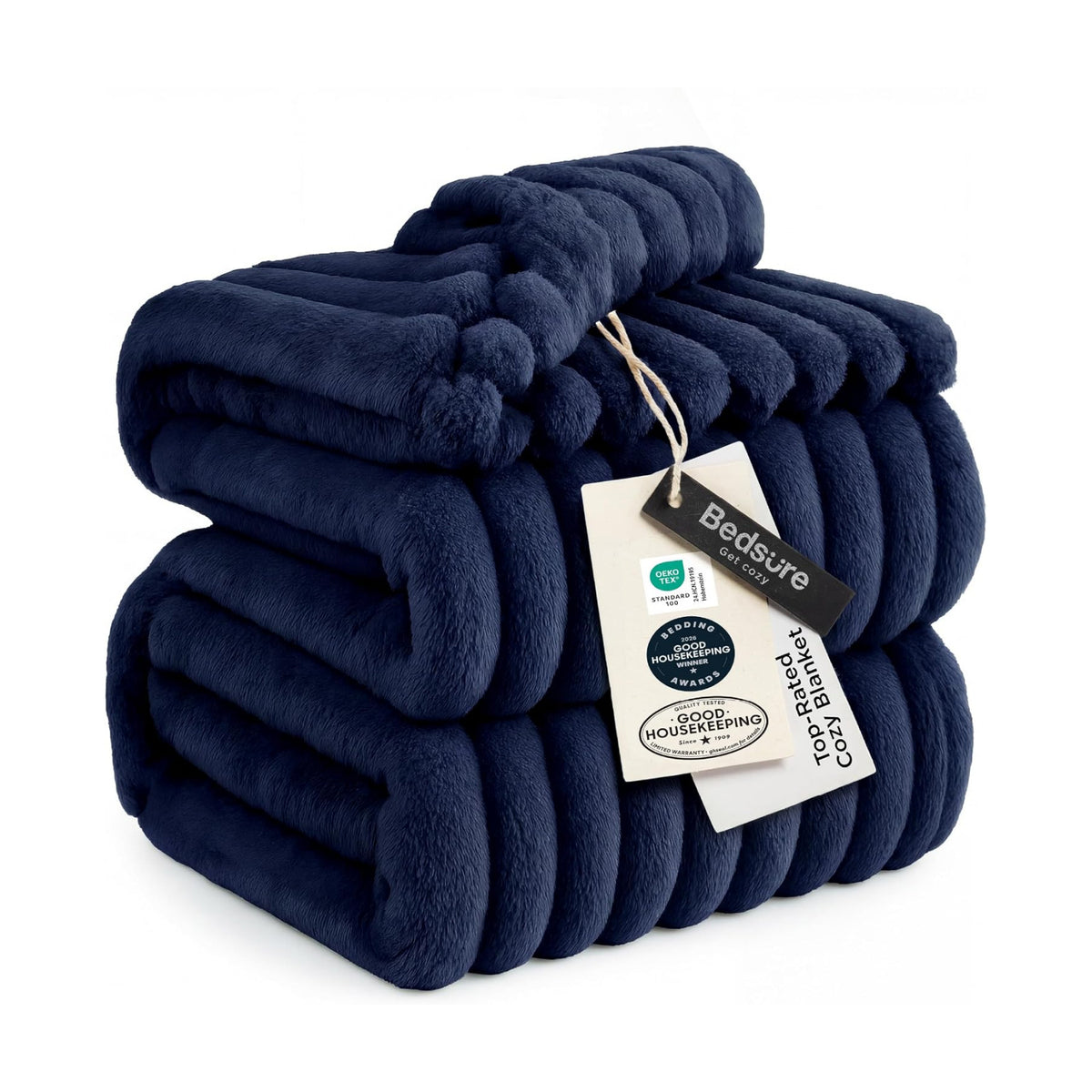 Bedsure Soft Queen Size Blanket for Bed Navy Blue 90"x90"