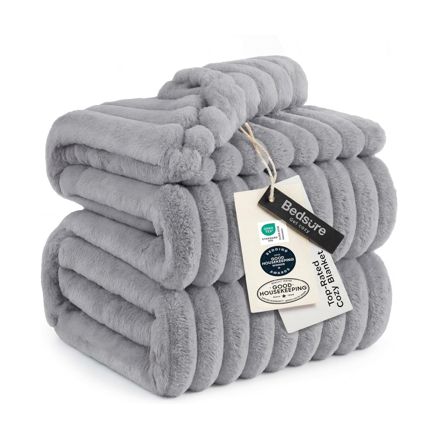 Bedsure Soft Queen Size Blanket for Bed Light Grey 90"x90"