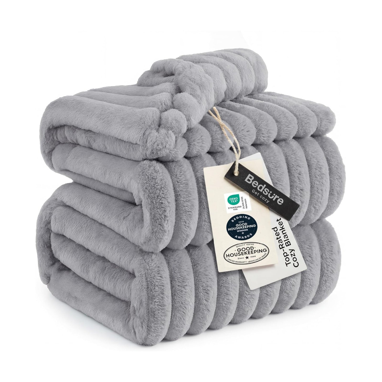 Bedsure Soft Queen Size Blanket for Bed Light Grey 90"x90"