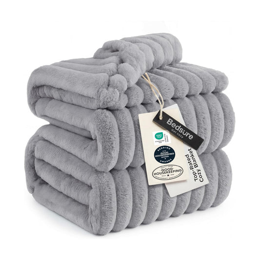Bedsure Soft King Size Blankets for Bed Light Grey 108"x90"
