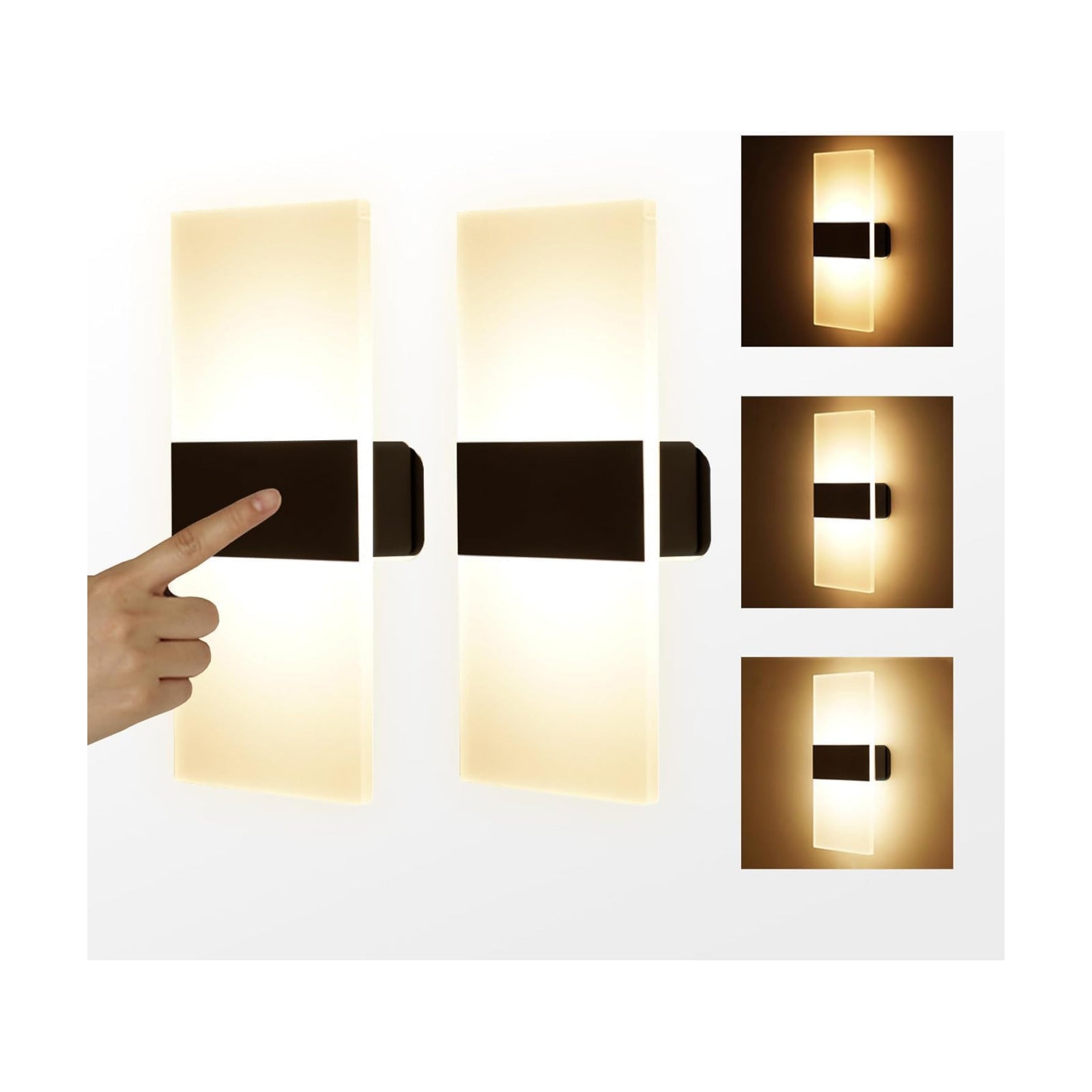 MEHIDFY Wall Sconces Sets of 2, Dimmable Touch Control Wall Lamp, Rechargeable LED Wall Sconces, Battery Operated Wall