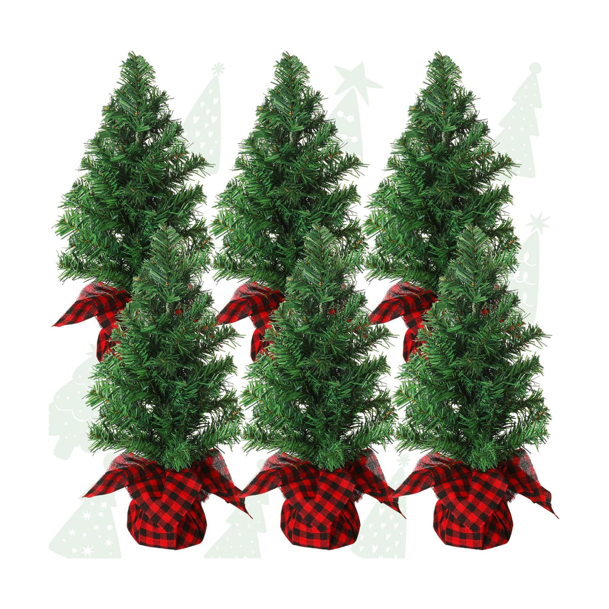 Ceenna 6 Pcs Mini Artificial Christmas Trees Tabletop Unlit,15.75 Inch