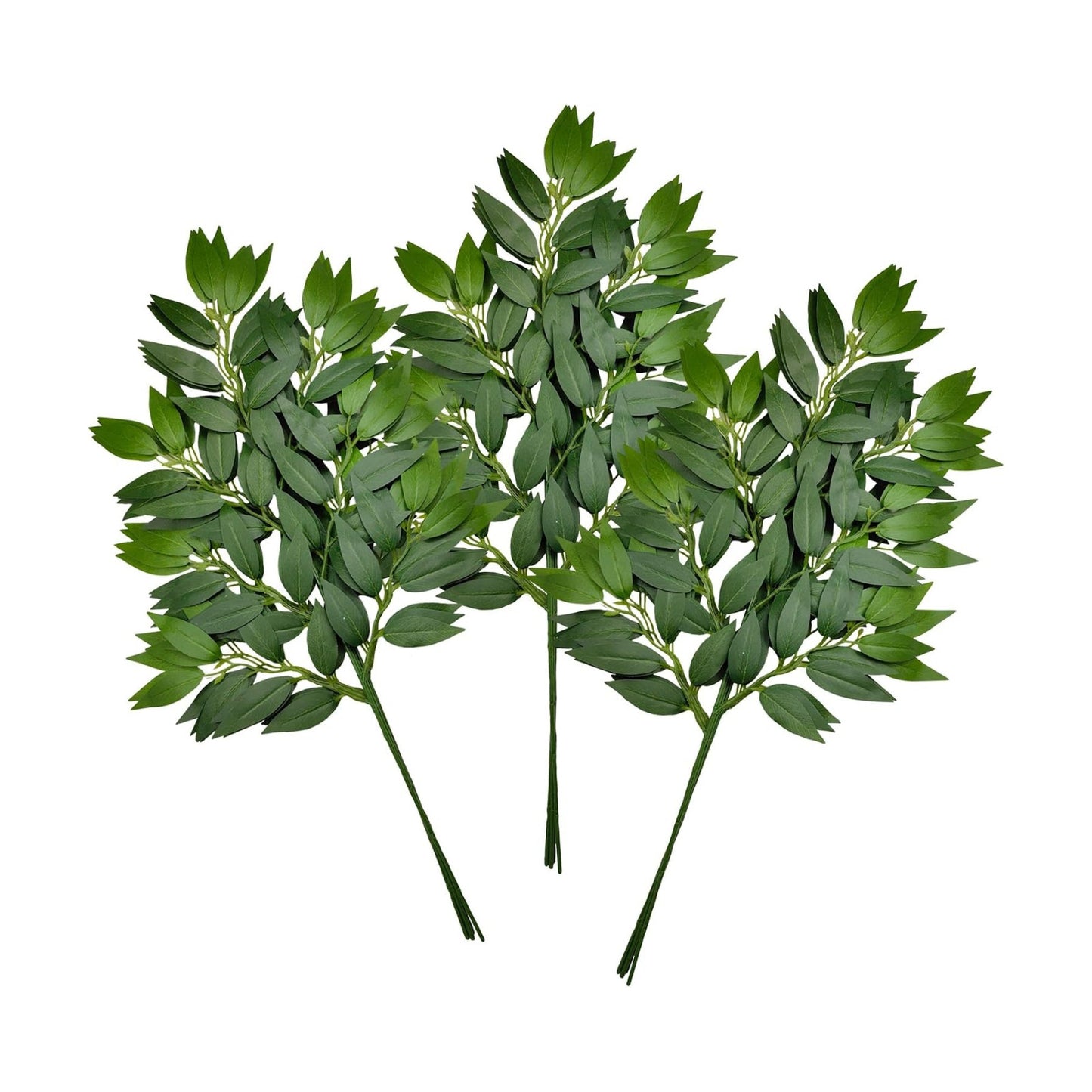 Italian Ruscus Greenery Stems Artificial Silk Greenery Leaves Garland / Green / 23 Inch / Set of 12