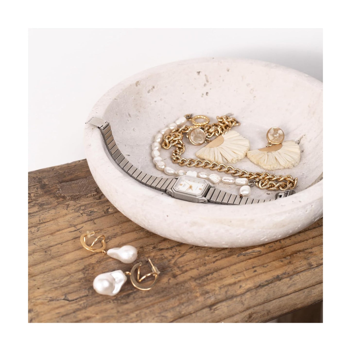 Travertine Decorative Bowls / White / Gray