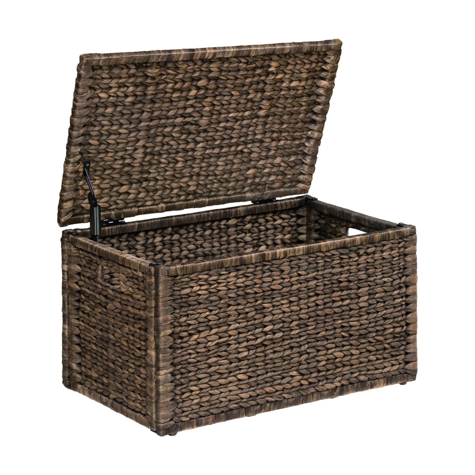 Metal Frame / Heavy-duty Water Hyacinth Wicker Storage Trunk / Brown Wash / 30 x 17.5