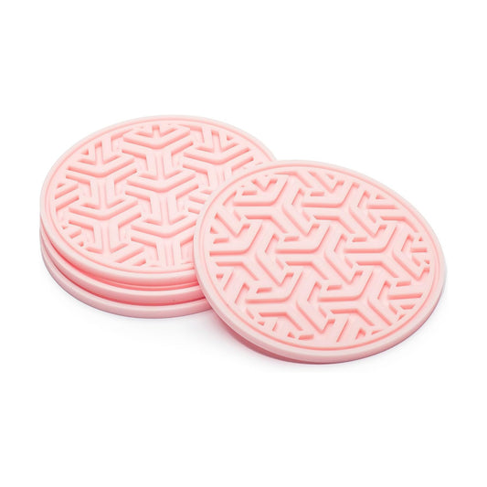 No-Slip Silicone Rubber Coasters / Light Pink / Set of 4