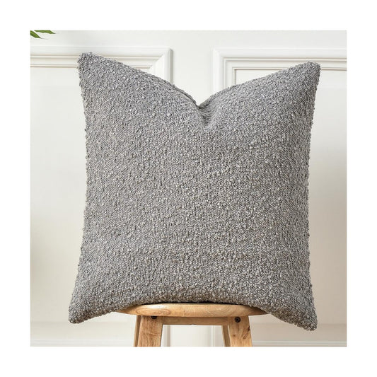 Textured Boucle Throw Pillow Cover / Dark Grey / 18 x 18