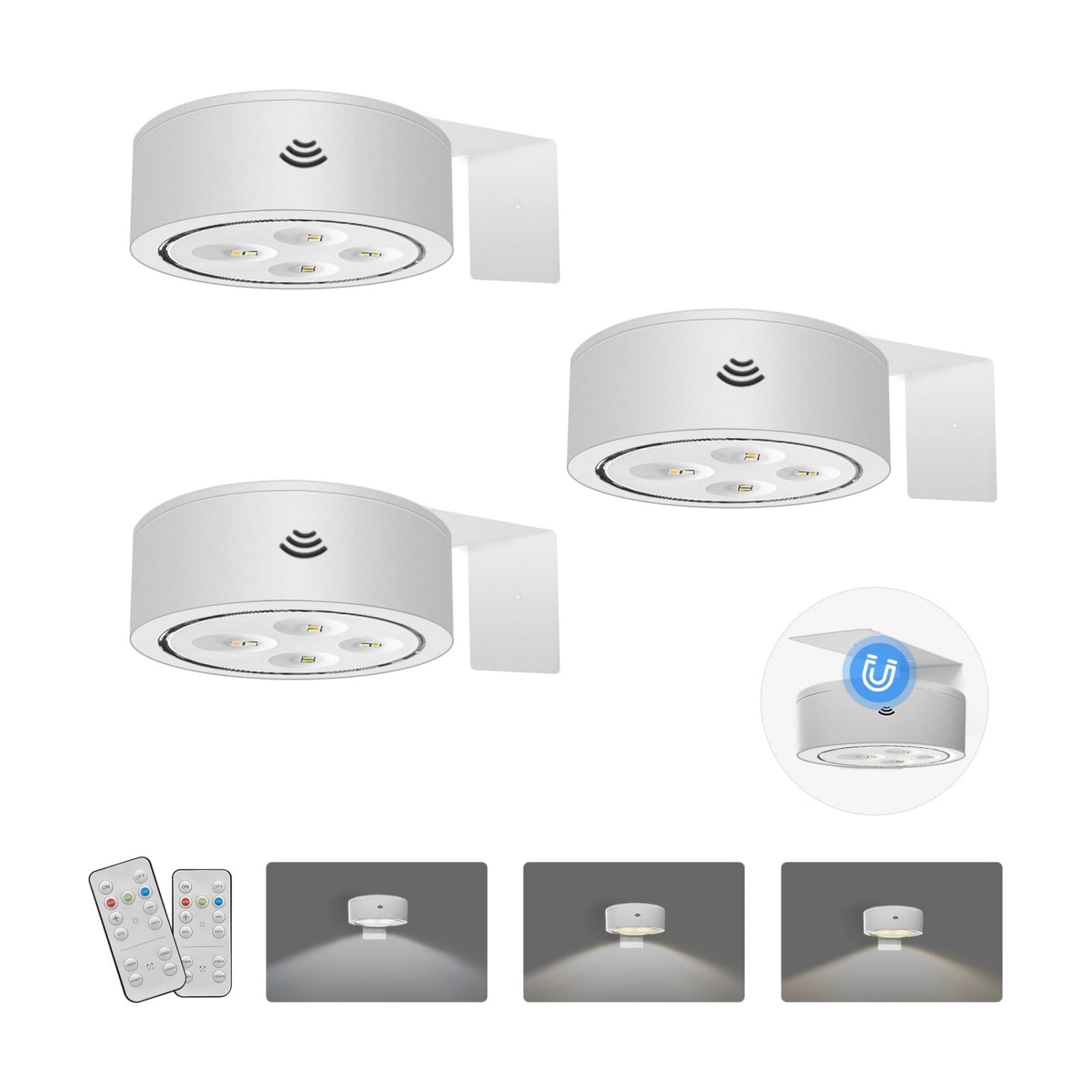 Xuolder Battery Operated Picture Lights Remote Wireless Magnetic Home Decor | 3-Pack Painting Light with 3 Lighting