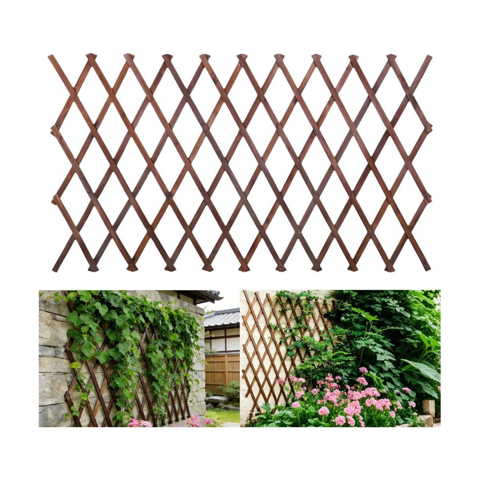 Expandable Garden Trellis, 38" x 89" Large Wooden Lattice Fence Wall Panel Lattice Trellis for Climbing Plants Outdoor