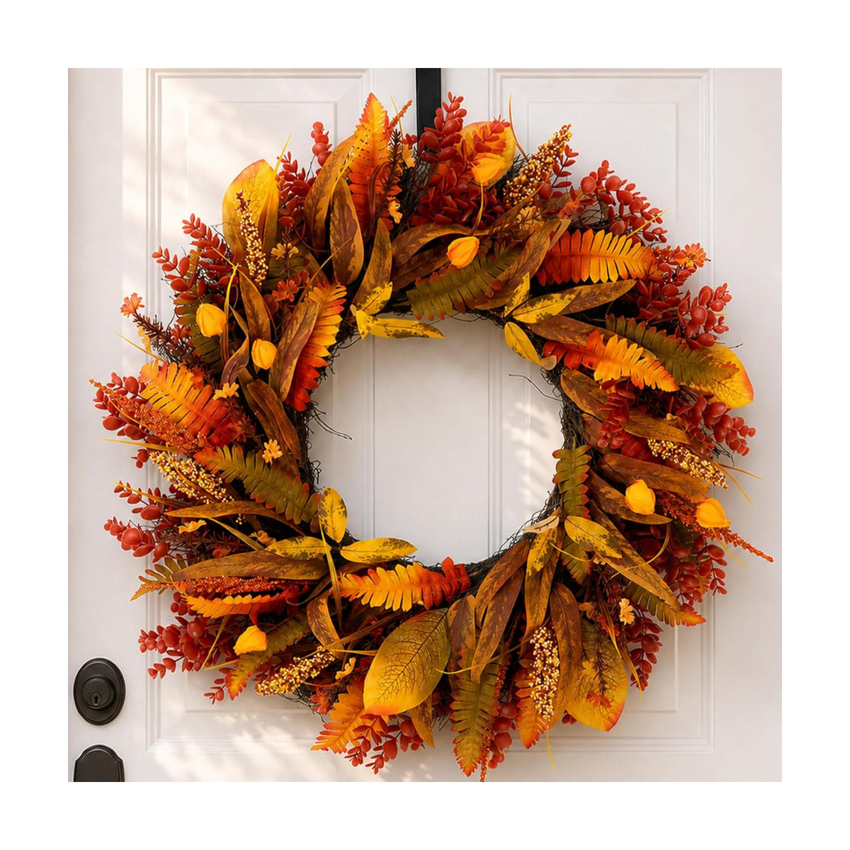 26" Fall Wreaths for Front Door: Autumn Eucalyptus Leaf Wreath