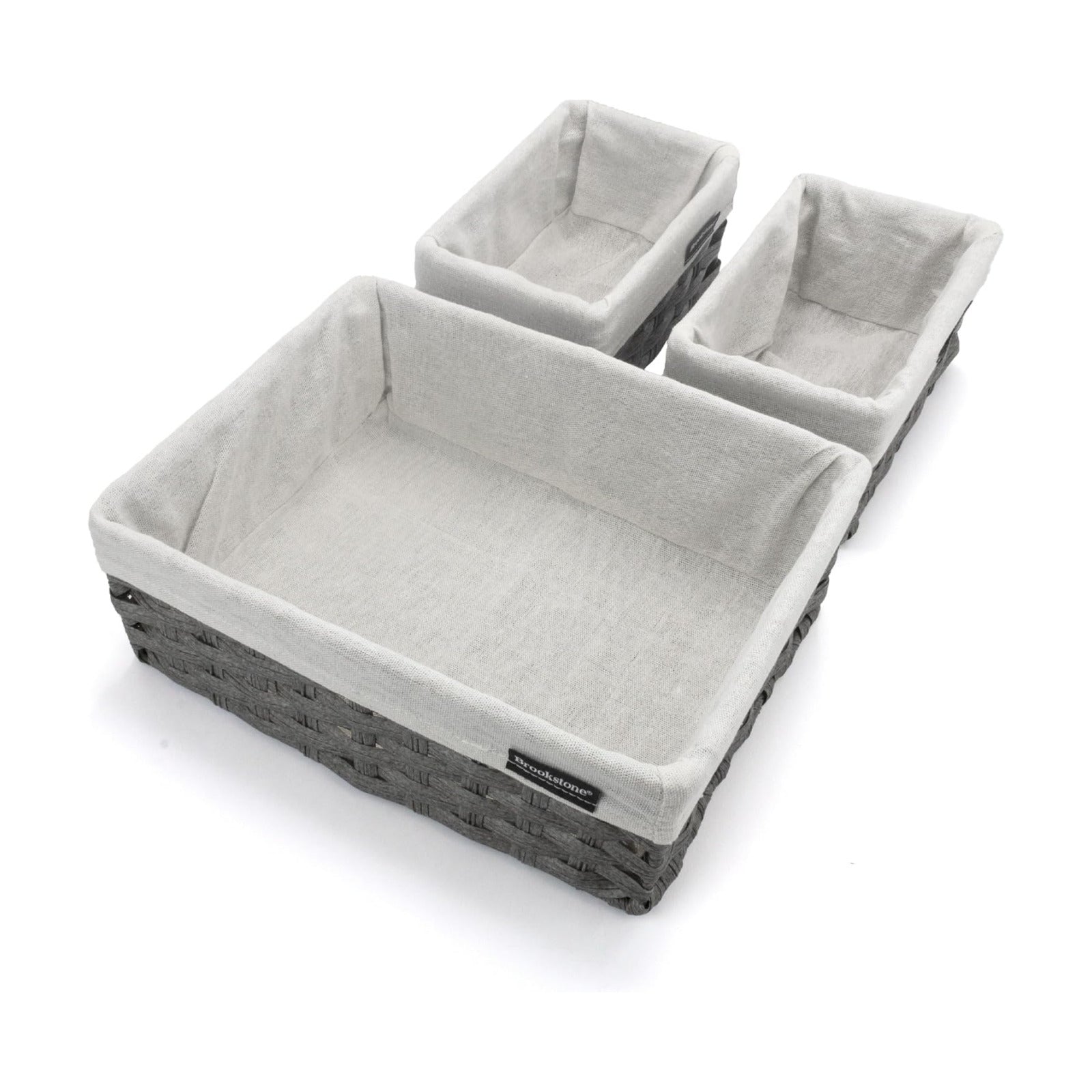 Wicker Shelf Storage Basket Decorative Shelf Bin / Grey Three Pack