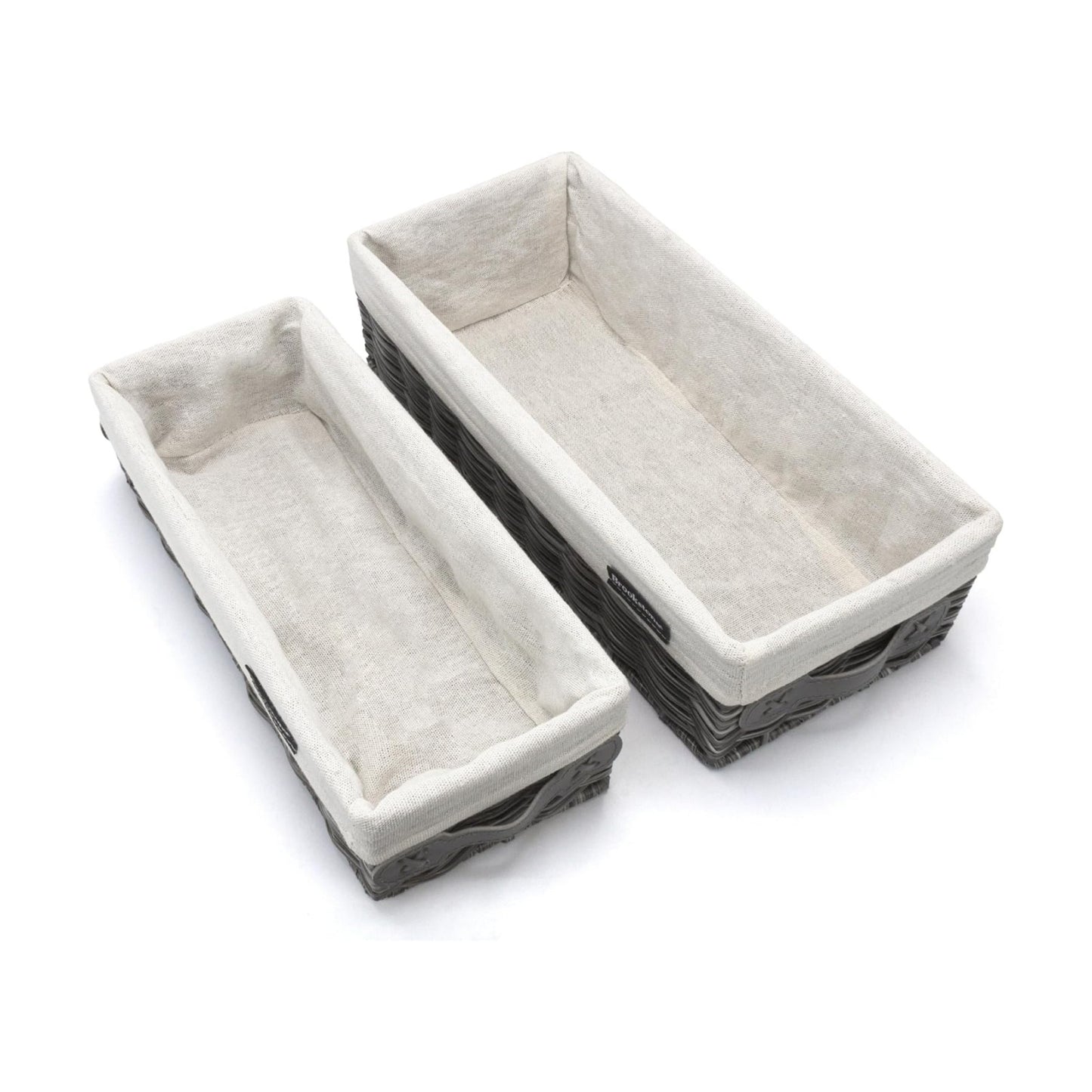Wicker Shelf Storage Basket Decorative Shelf Bin / Grey Two Pack with Handles