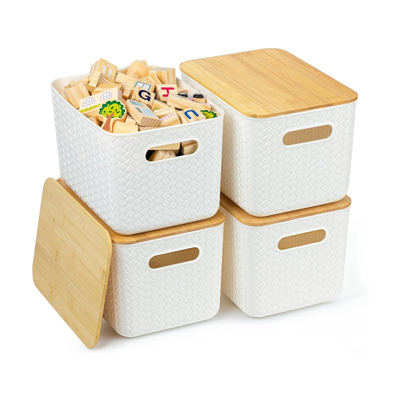 4 Packs Storage Bins / White