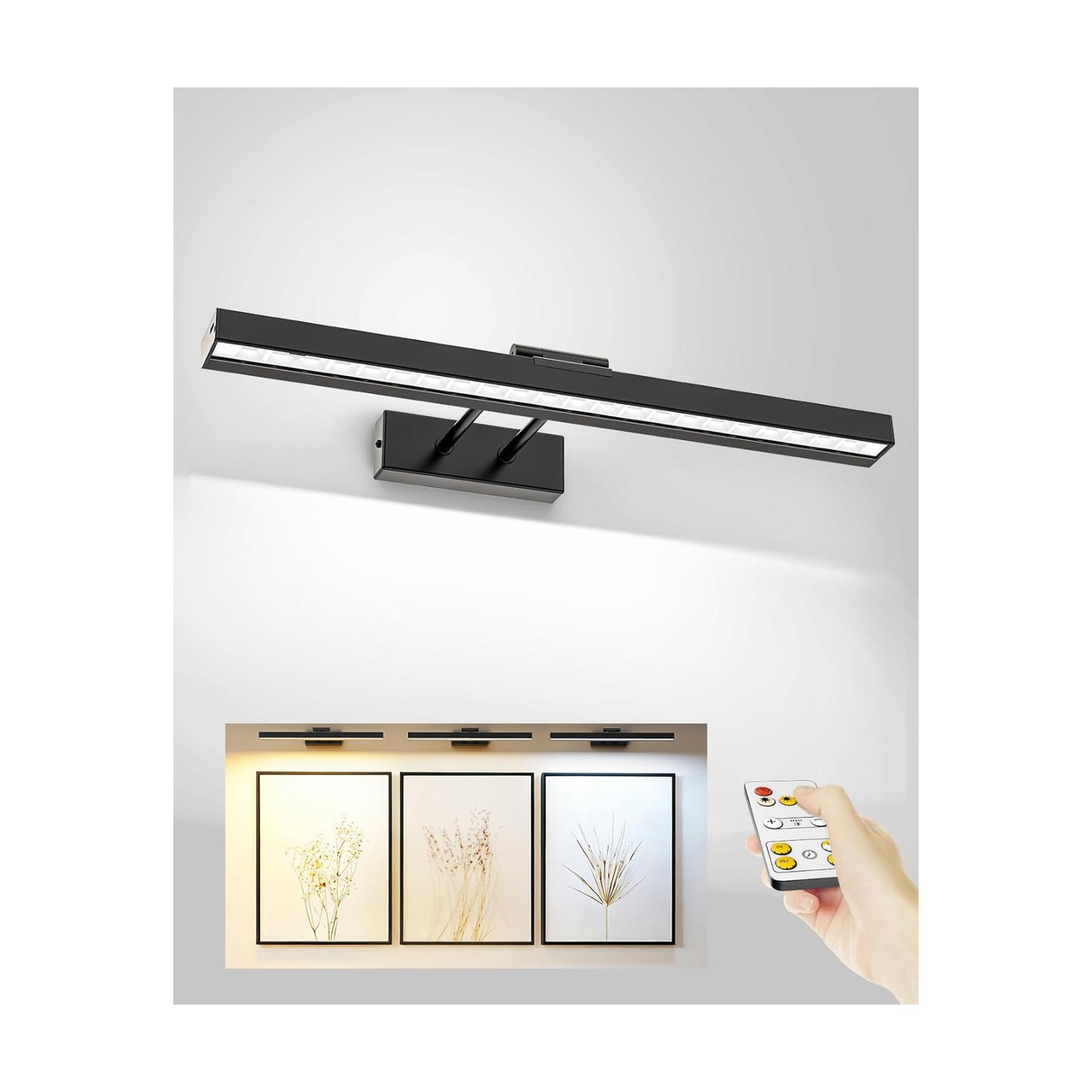 Picture Light Battery Operated, 16in Wireless Art Light for Paintings CCT Dimmable Recharging Battery Picture Light