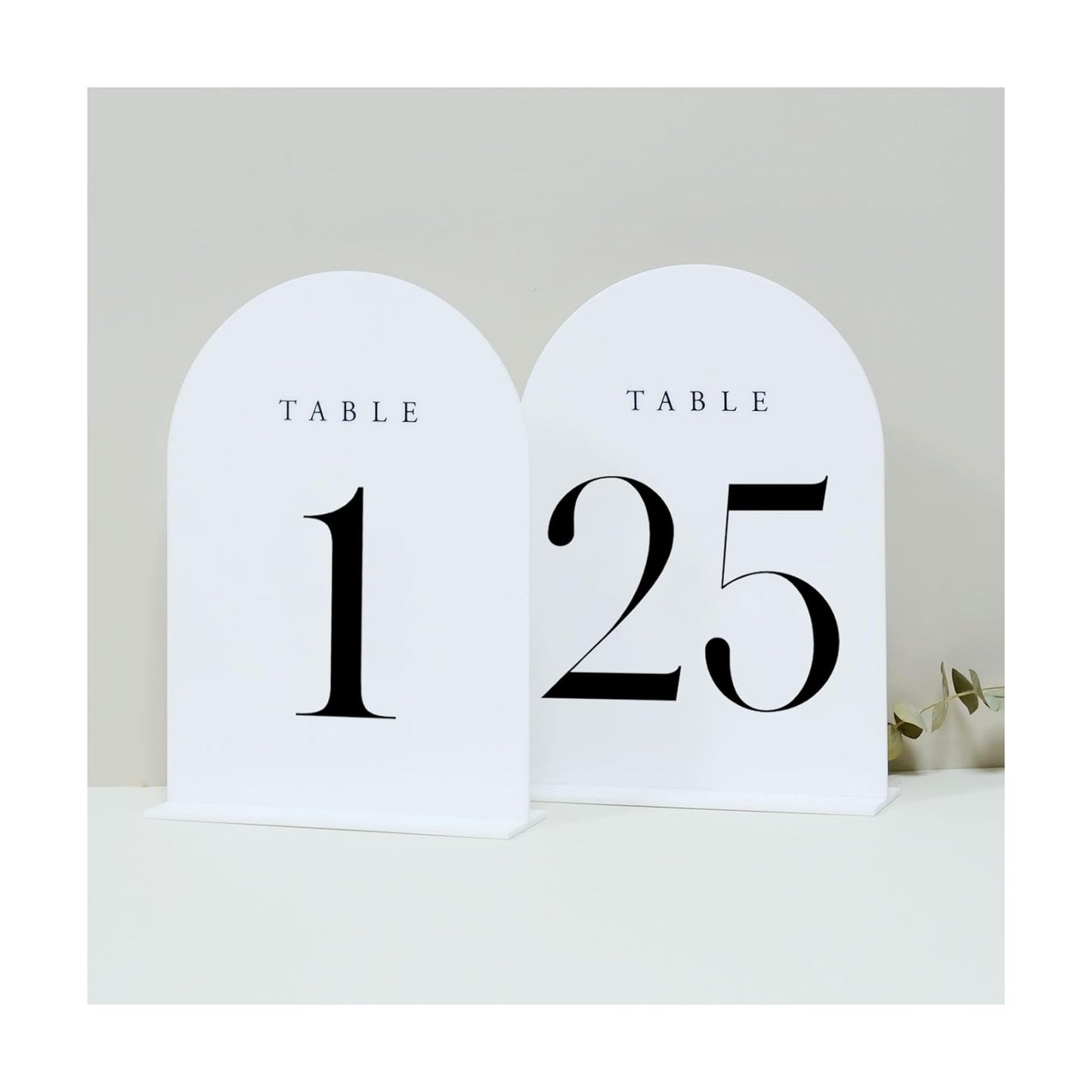 White Arch Table Numbers for Wedding, 25 Pack 5"x7" White Arch Acrylic Table Numbers 1-25 with stand, Perfect for