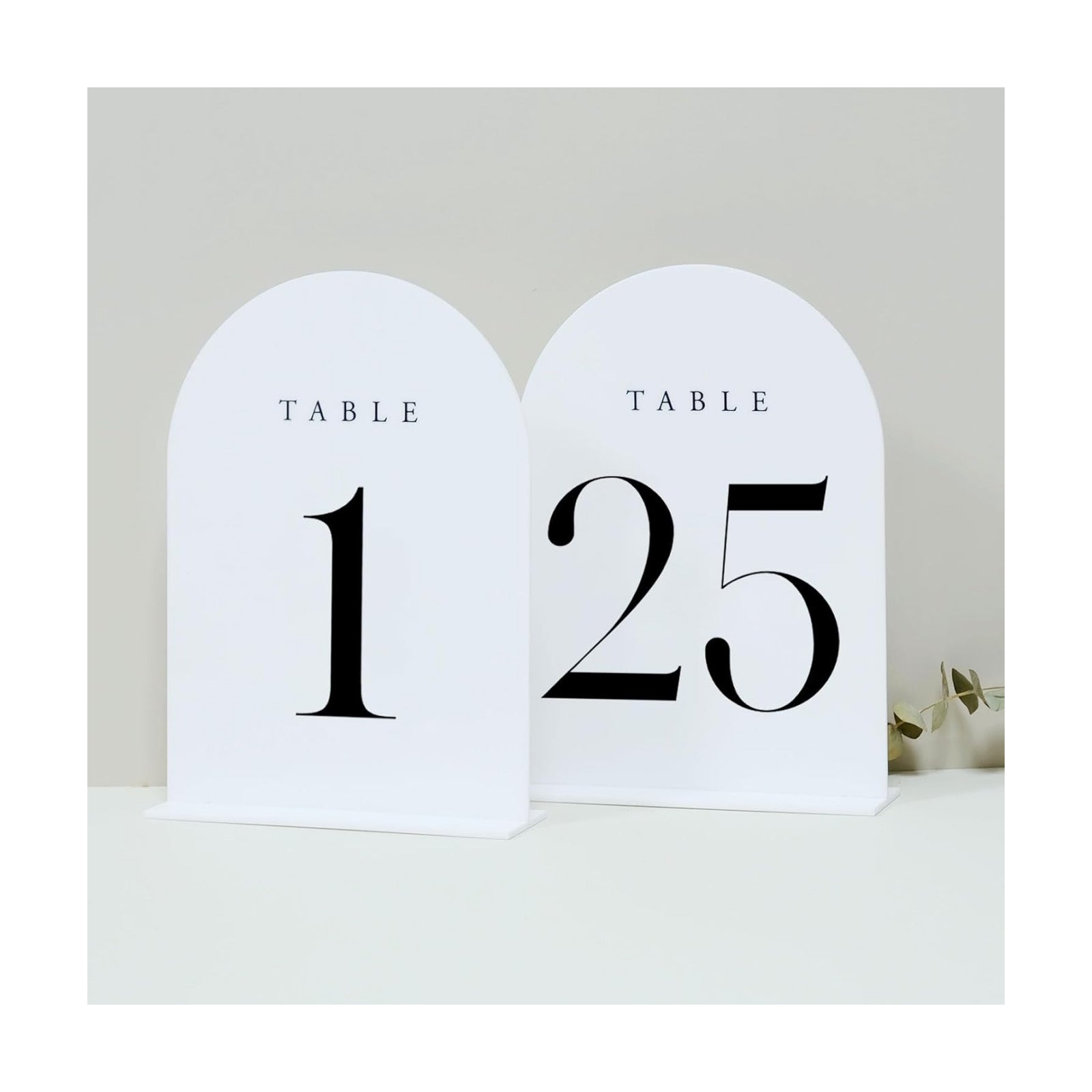White Arch Table Numbers for Wedding, 25 Pack 5"x7" White Arch Acrylic Table Numbers 1-25 with stand, Perfect for