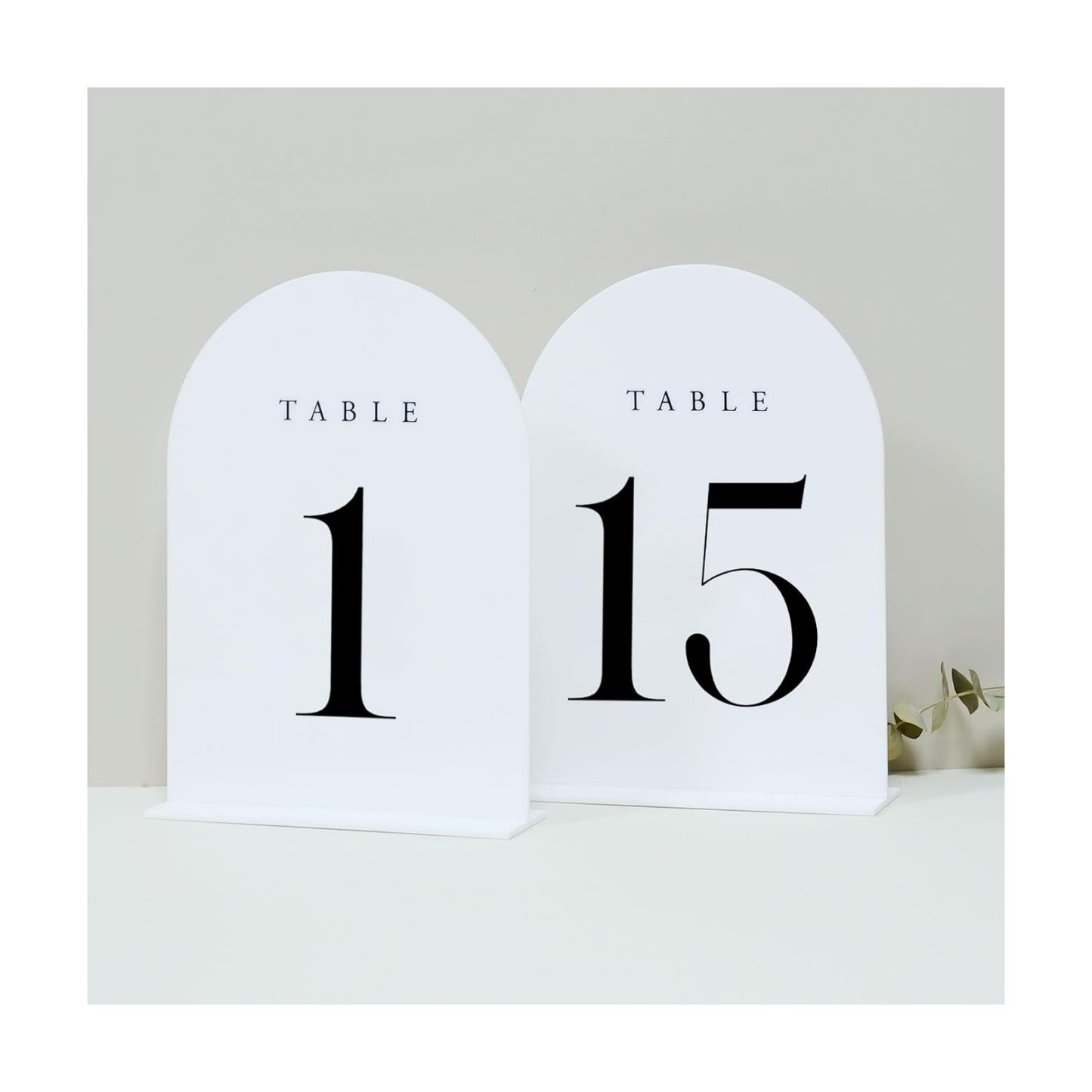 White Arch Table Numbers for Wedding, 15 Pack 5"x7" White Arch Acrylic Table Numbers 1-15 with stand, Perfect for