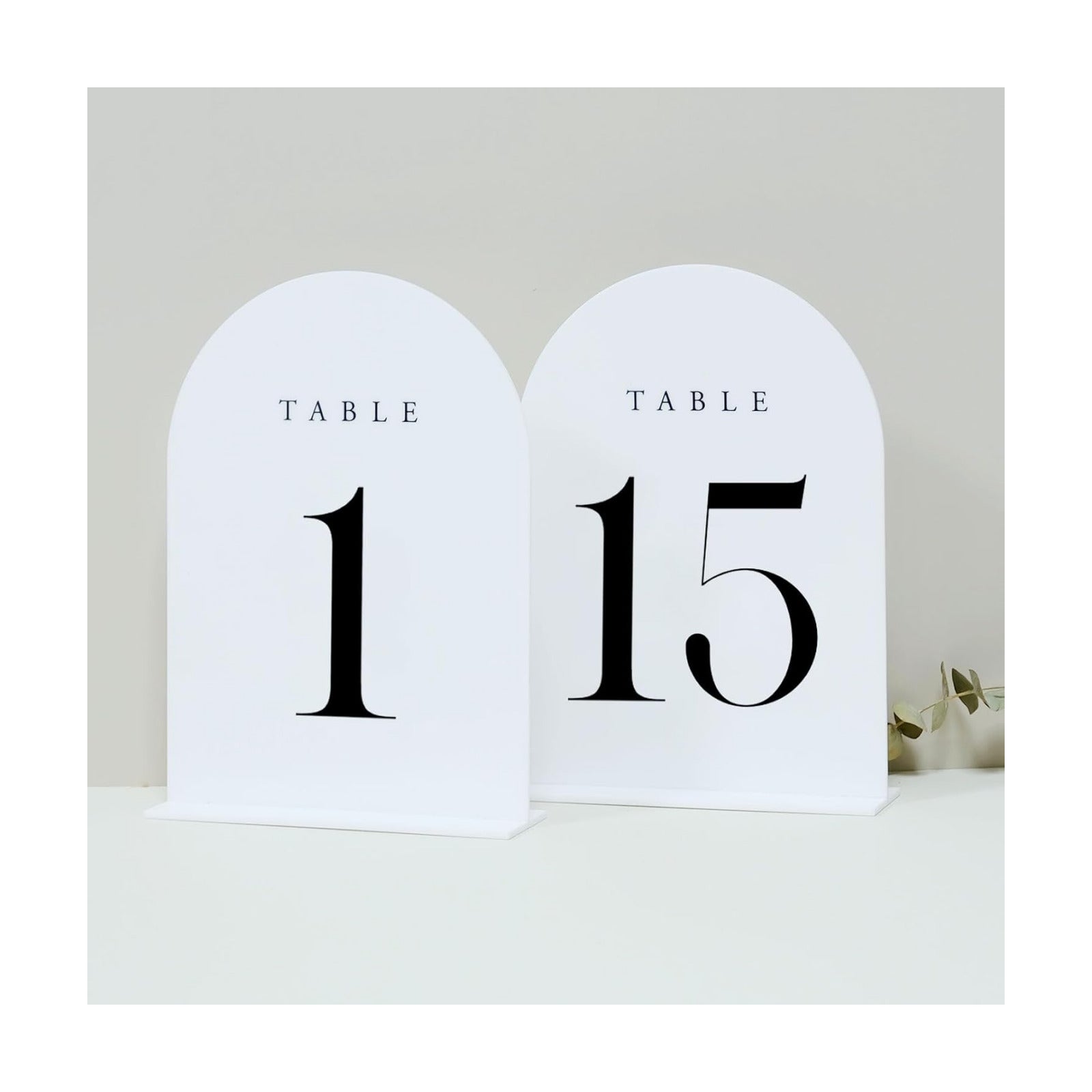 White Arch Table Numbers for Wedding, 15 Pack 5"x7" White Arch Acrylic Table Numbers 1-15 with stand, Perfect for