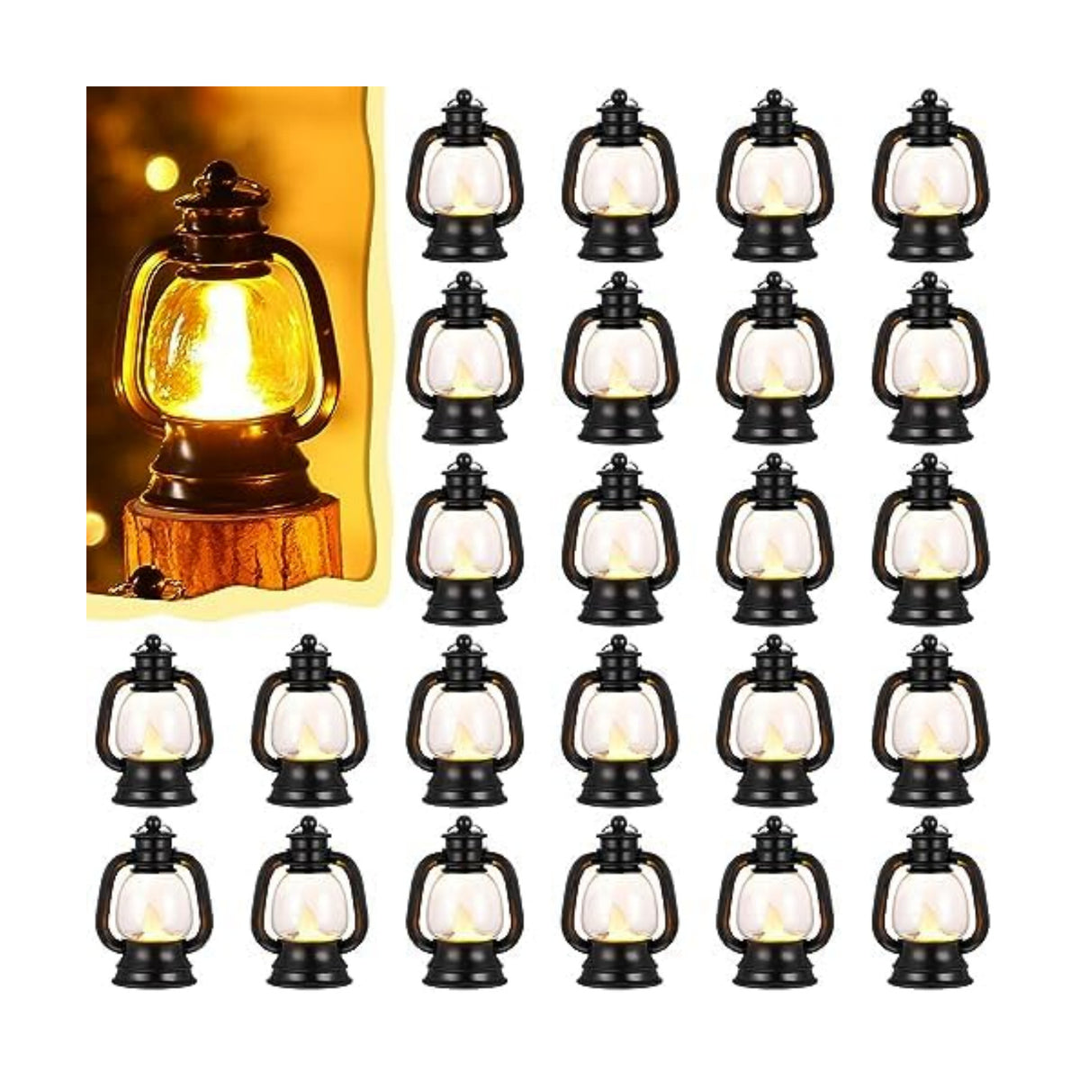Ferraycle 48 Pcs Mini Lanterns Bulk 4 Inch Black Lamp Table Centerpieces