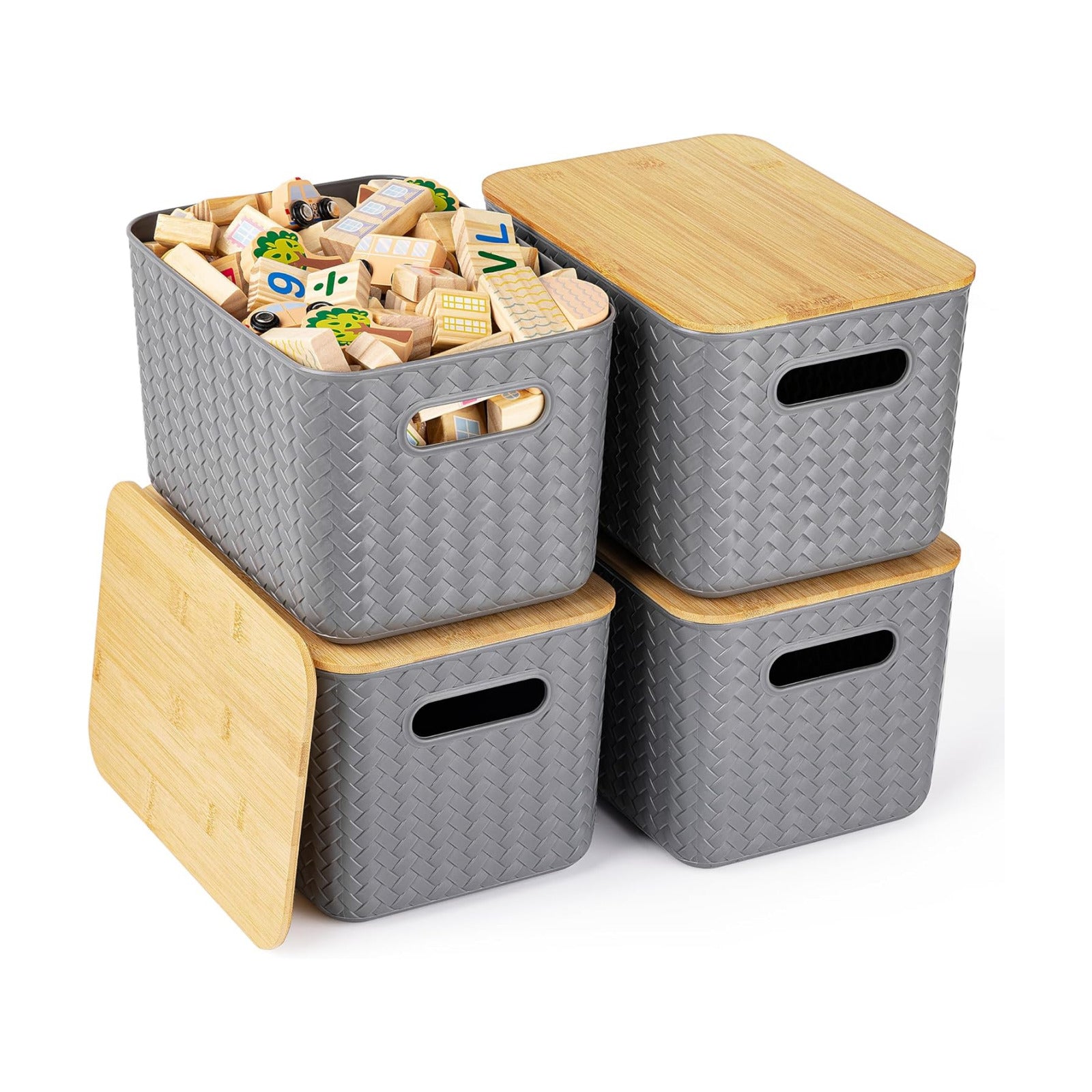 4 Packs Storage Bins / Gray