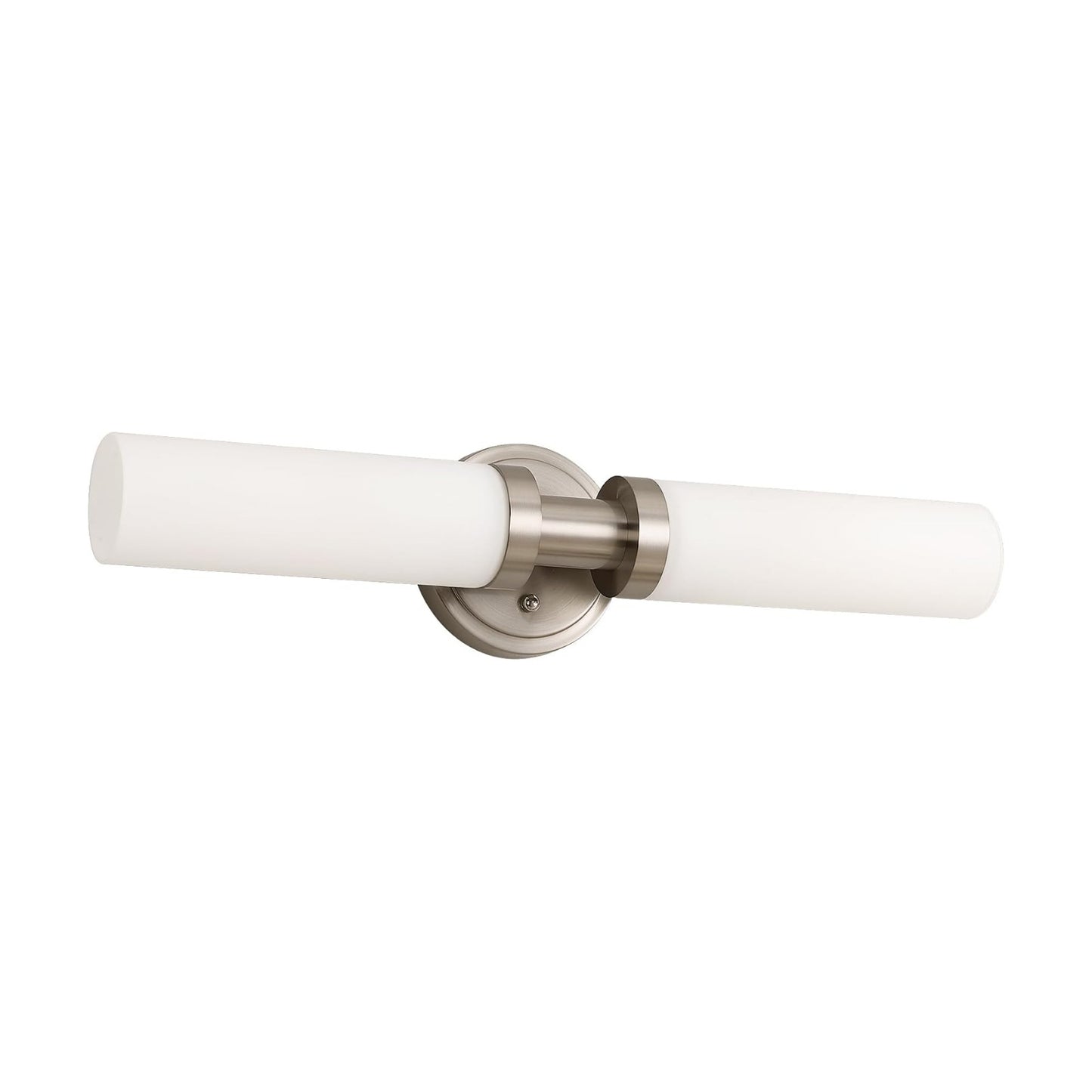 Brushed Nickel Bathroom Light Fixtures, 2-Light Vanity Lights W/White Glass Shade, Modern Sconces Wall Lighting for