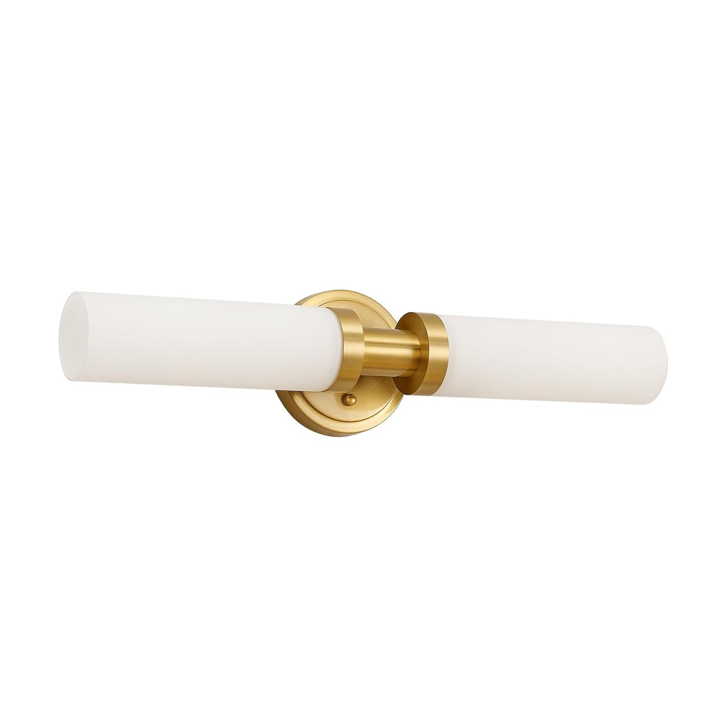 Gold Bathroom Light Fixtures Modern Vanity Lights W/White Glass Shade, 2-Light Sconces Wall Lighting for Mirror Kitchen