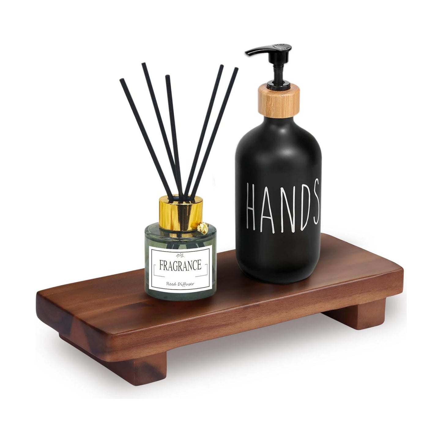 Wood Pedestal Soap Stand / Acacia / 9.8 x 4