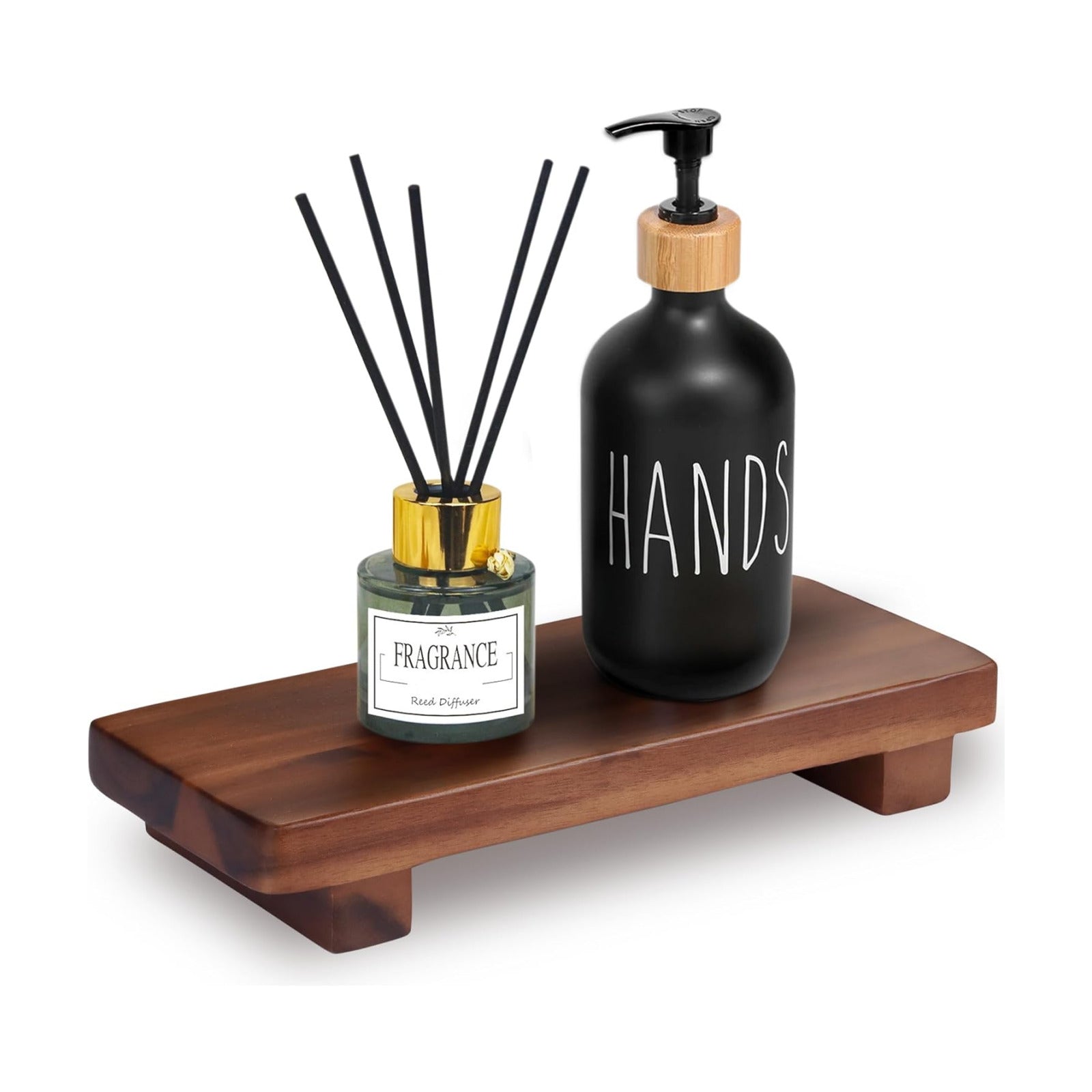 Wood Pedestal Soap Stand / Acacia / 9.8 x 4