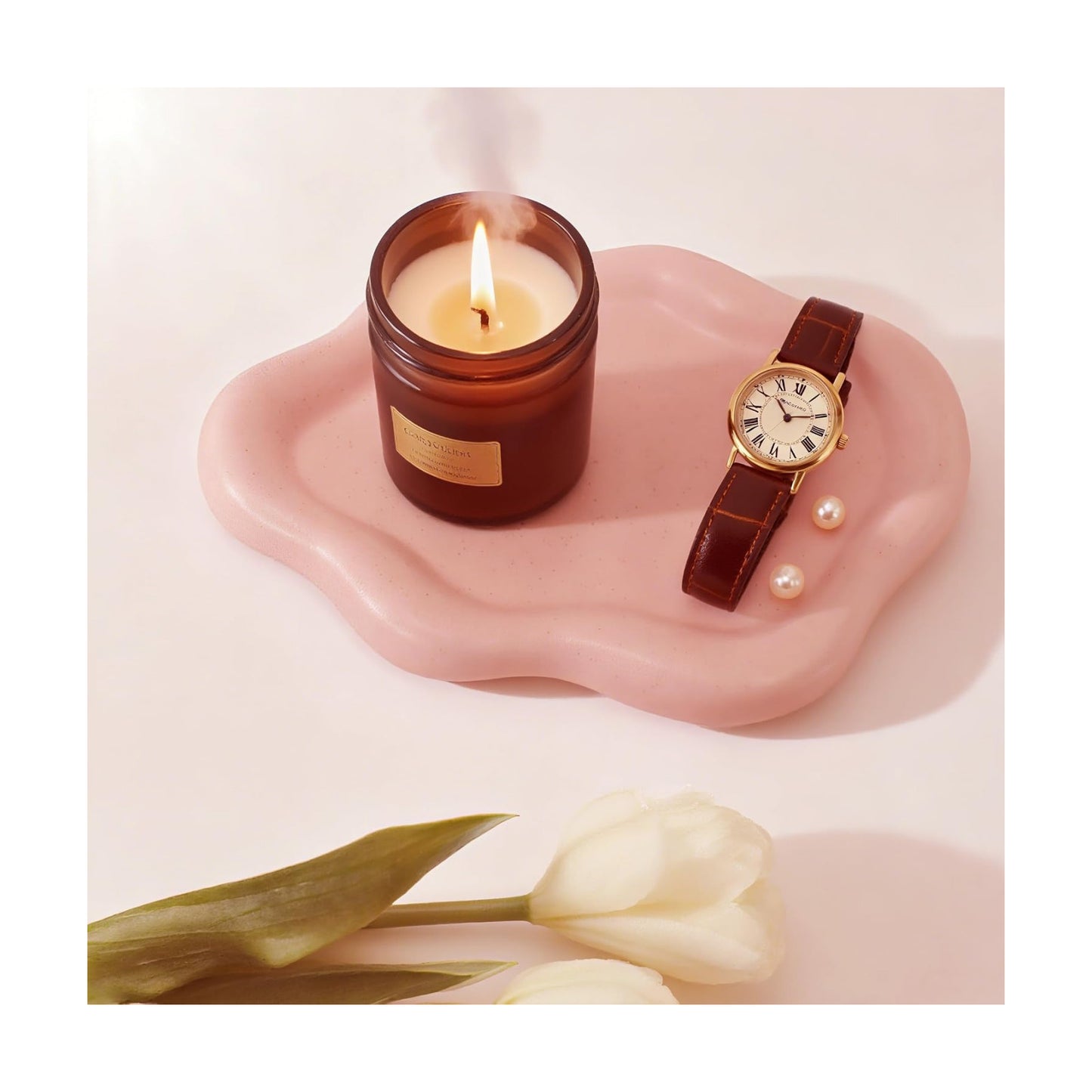 Watch Keys Tray Ring Dish / Spotted Matte Pink
