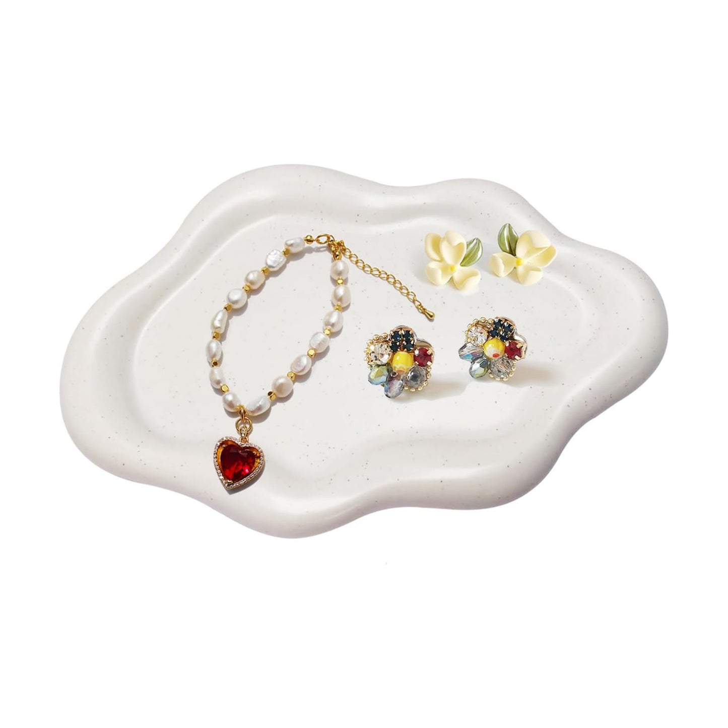 Cloud Tray Jewelry Plate / Spotted Matte White