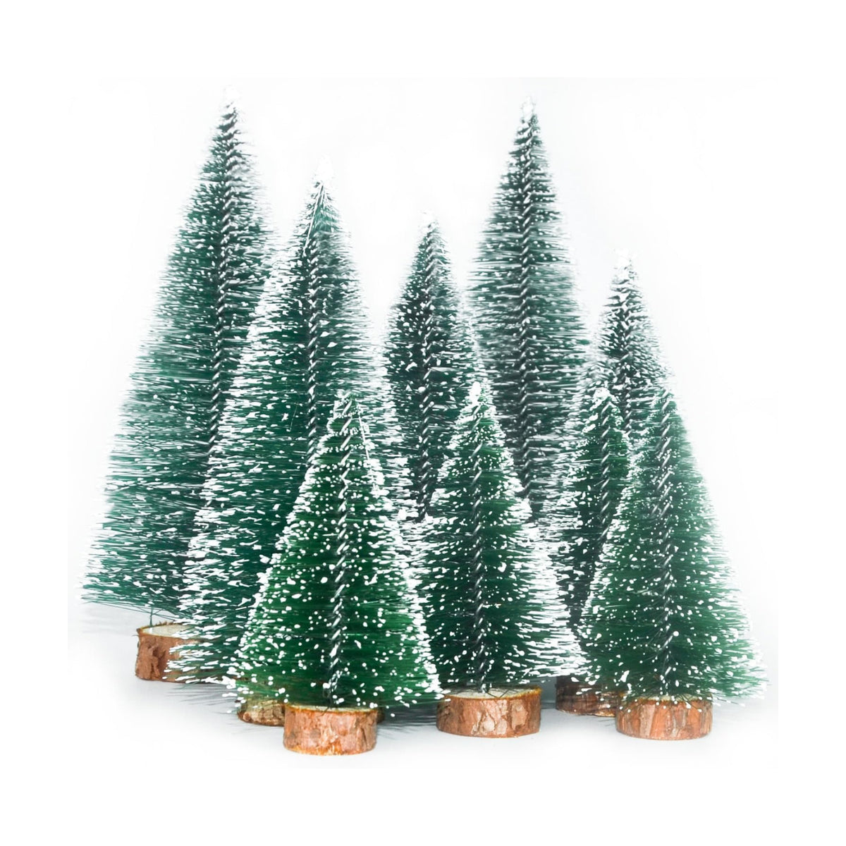 9 Pieces Bottle Brush Christmas Trees, Christmas Village Accessories, Christmas Table Decor, Mini Christmas Trees in 10/15/20CM, Bottle Brush Trees for Table Decoration, DIY, Shop Window