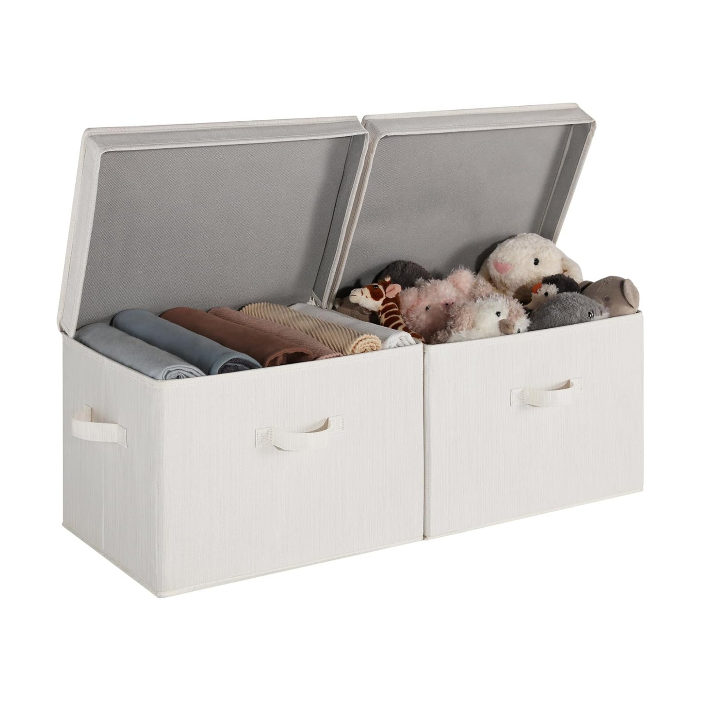 Closet Storage Bin / Beige, White & Ivory / Jumbo
