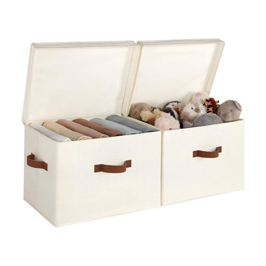 Fabric Storage Bins / Ivory White / Jumbo